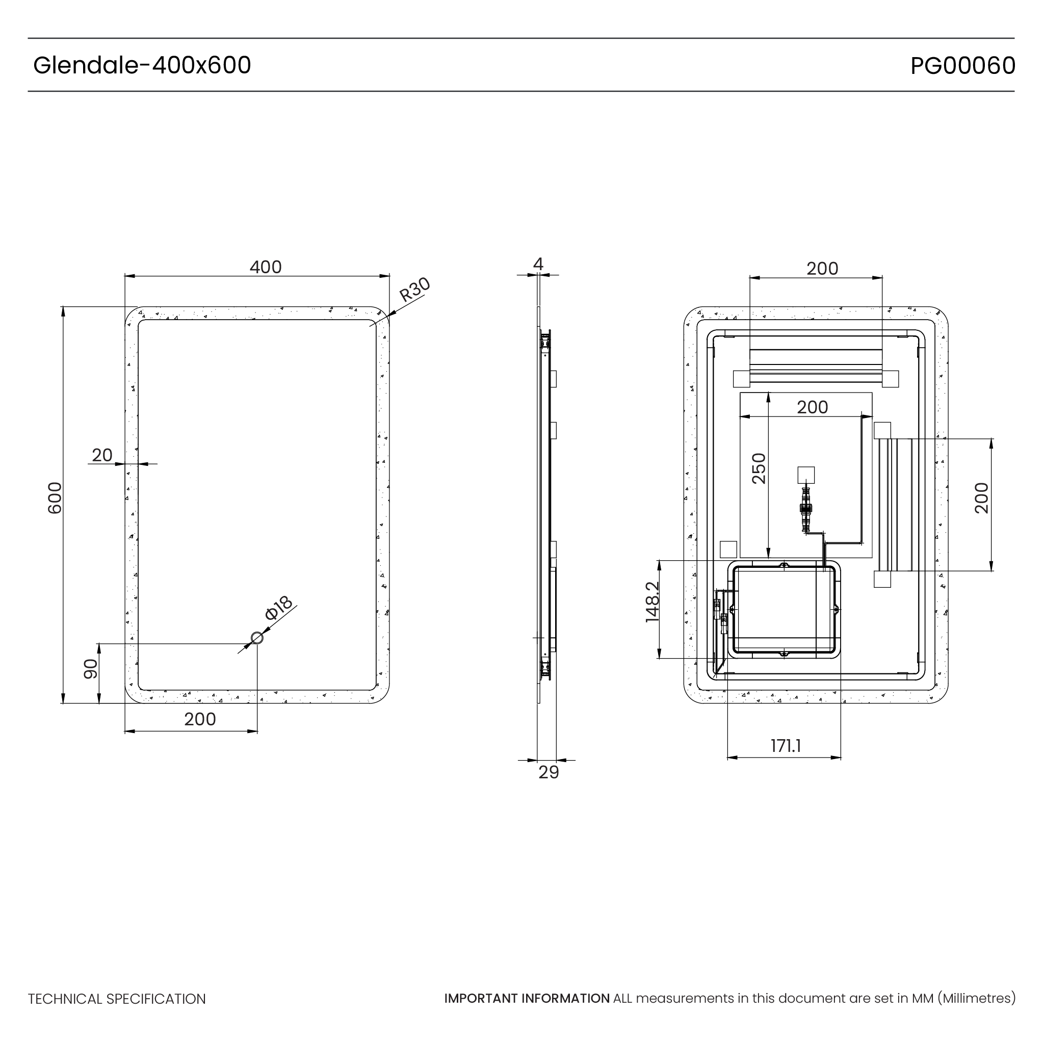 Glendale Curve LED Bathroom Mirror #size_400mm-x-600mm