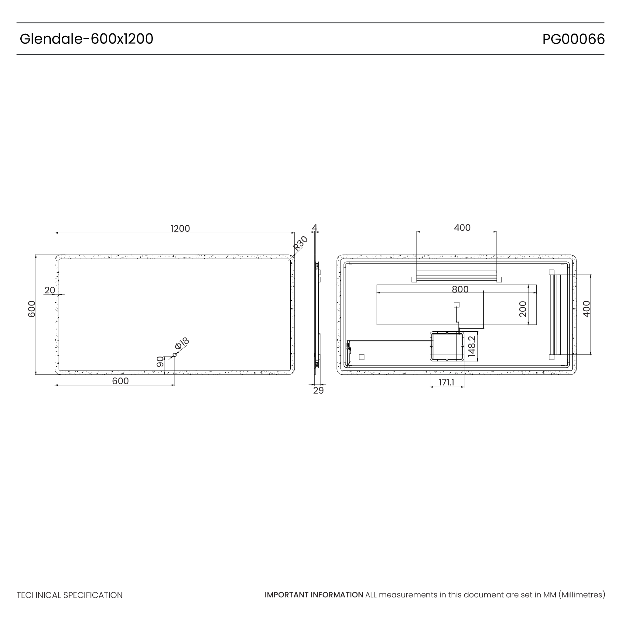 Glendale Curve LED Bathroom Mirror #size_1200mm-x-600mm