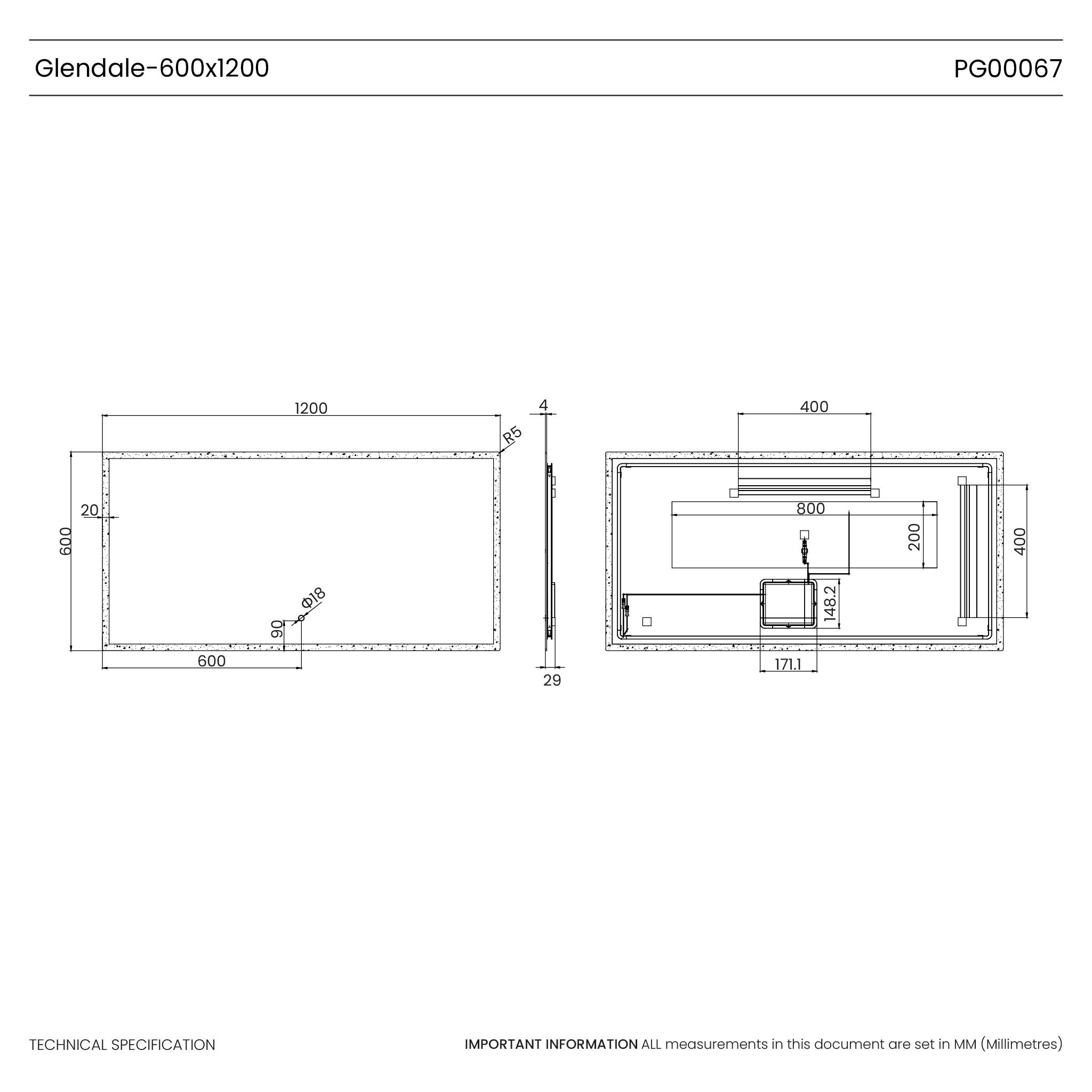 Glendale LED Bathroom Mirror #size_1200mm-x-600mm