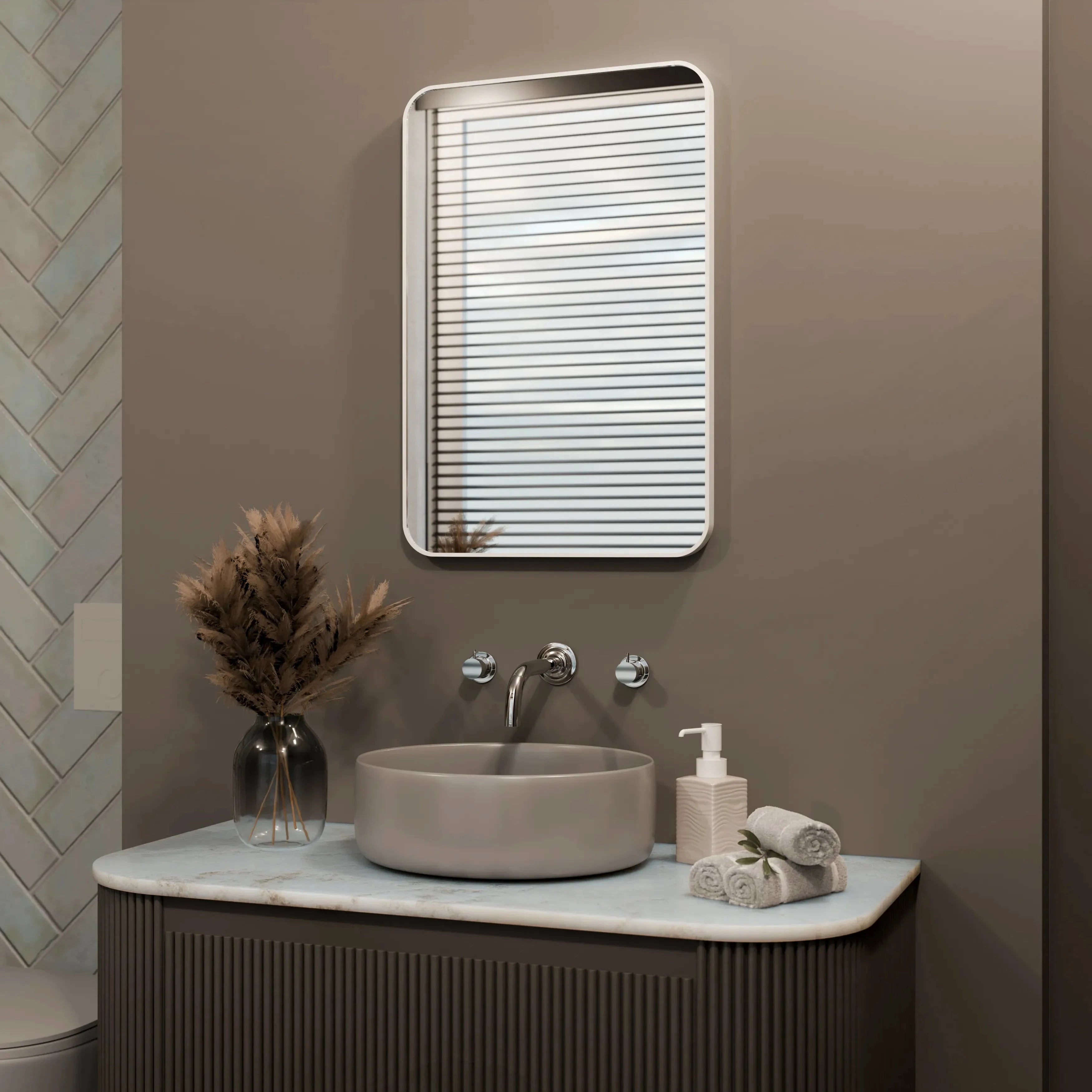 Jett Round Slim Frame Mirror #colour_white