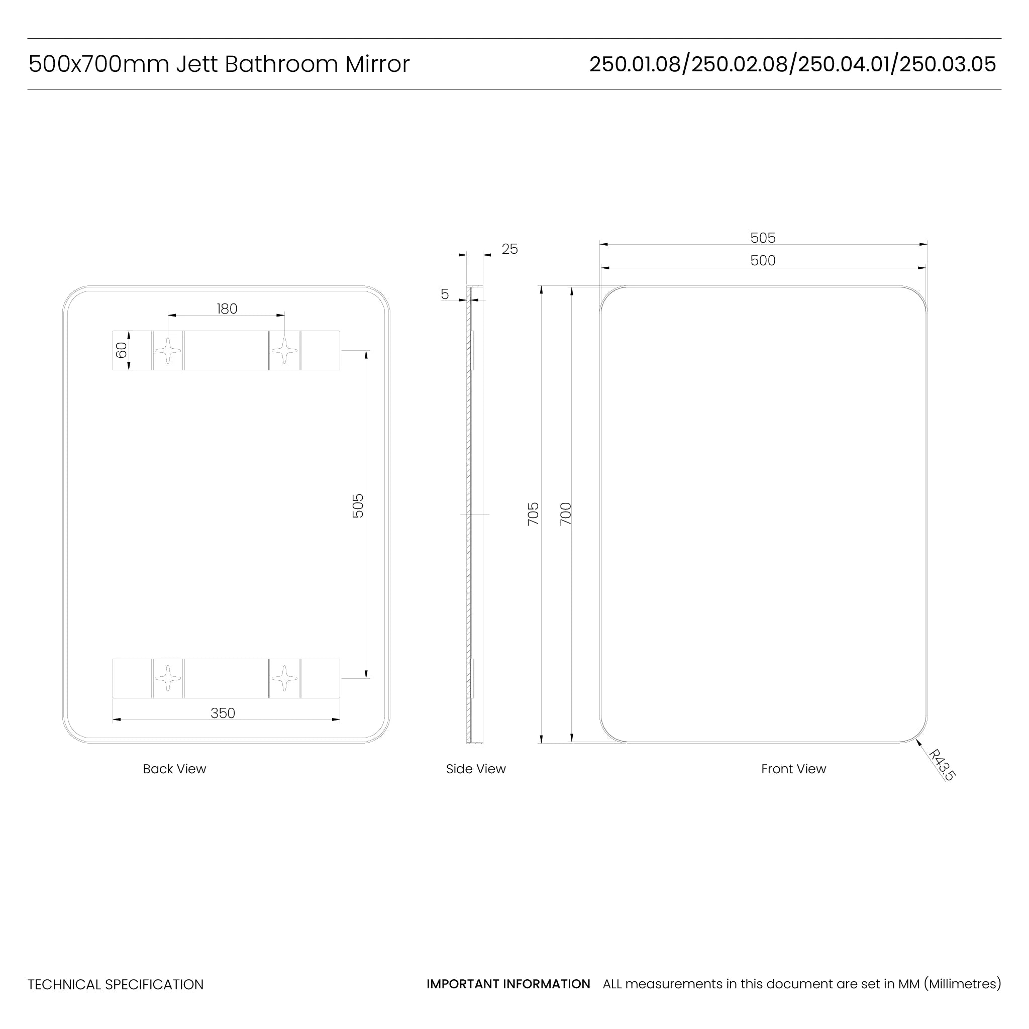 Jett Slim Frame Mirror #colour_white