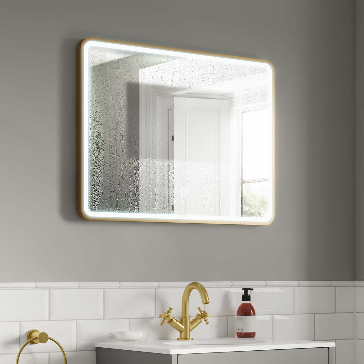 Kali Landscape LED Illuminated Mirror #colour_brass