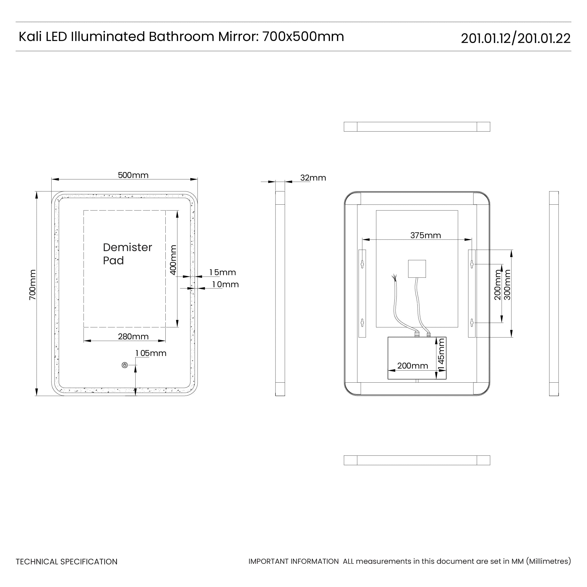 Kali Portrait LED Illuminated Mirror #colour_brass