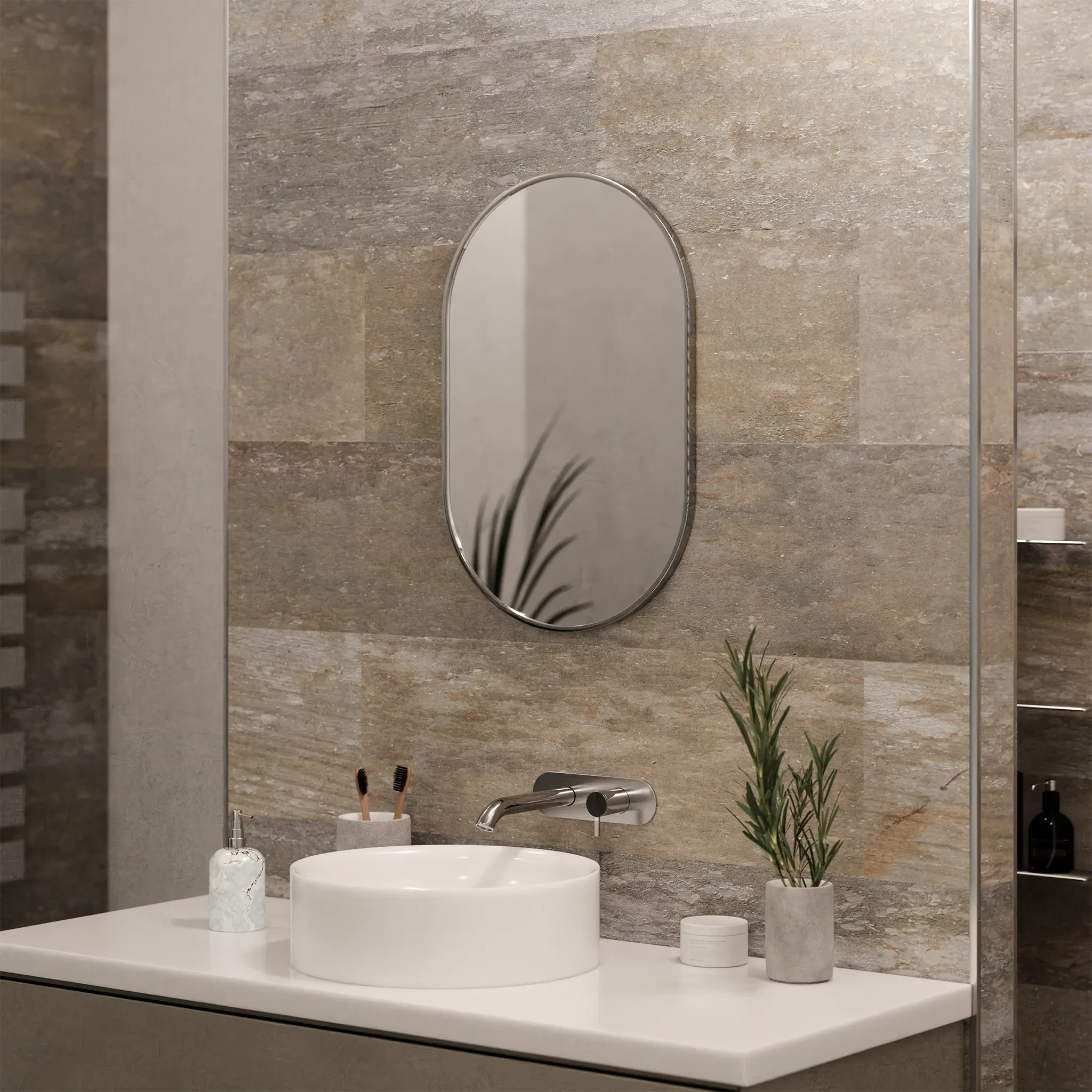 Kira Pill-Shaped Mirror #colour_chrome