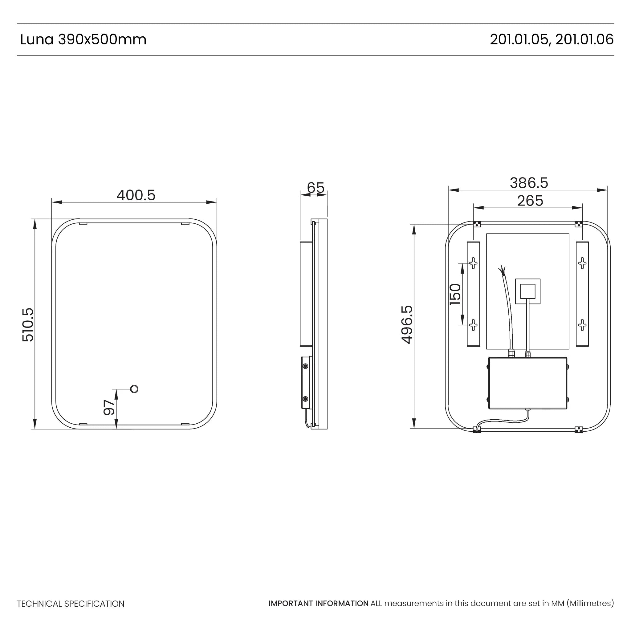 Luna LED Bathroom Mirror #colour_black