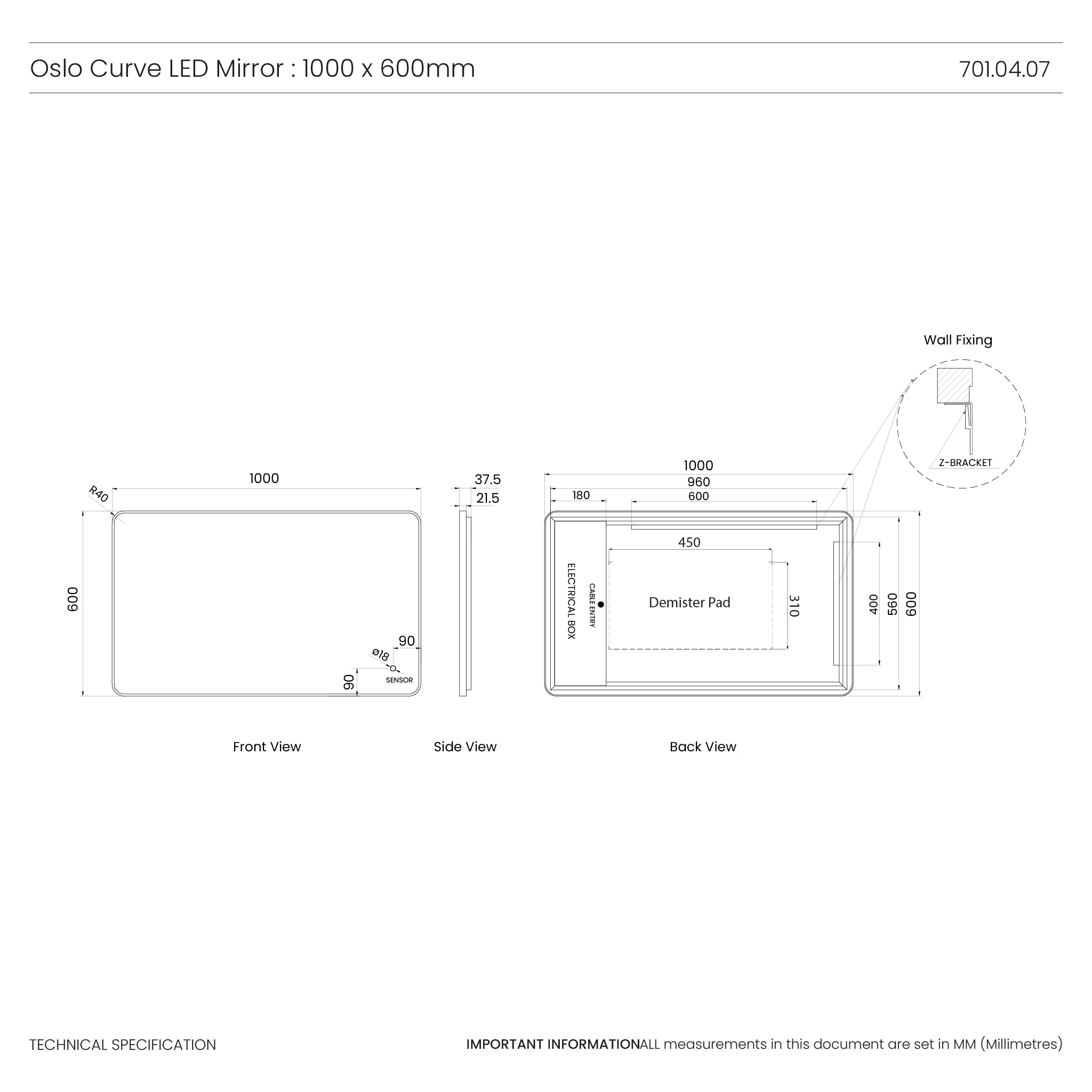 Oslo Curve LED Bathroom Mirror #size_1000mm-x-600mm