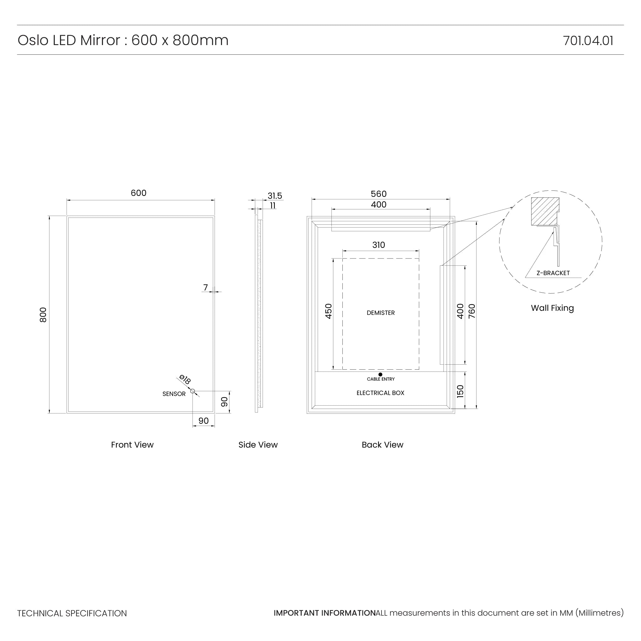 Oslo LED Bathroom Mirror #size_600mm-x-800mm