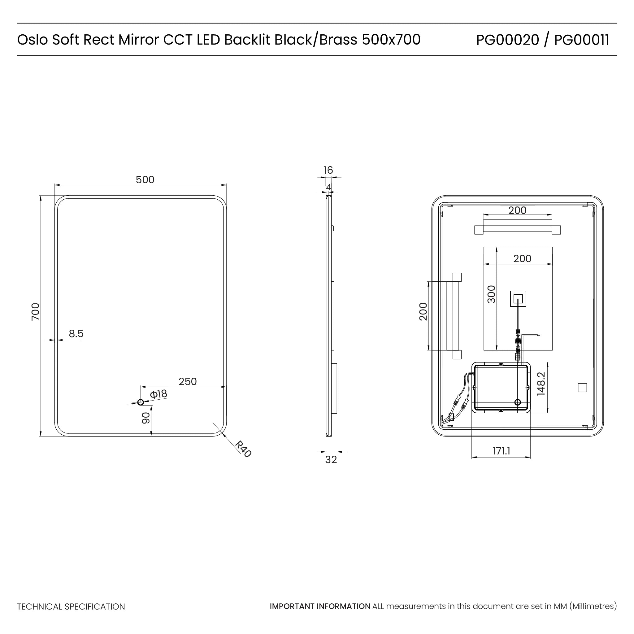 Oslo Curve LED Bathroom Mirror #colour_black