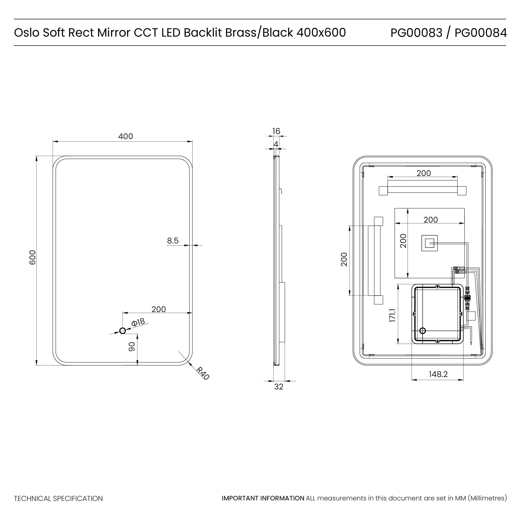 Oslo Curve LED Bathroom Mirror #colour_black