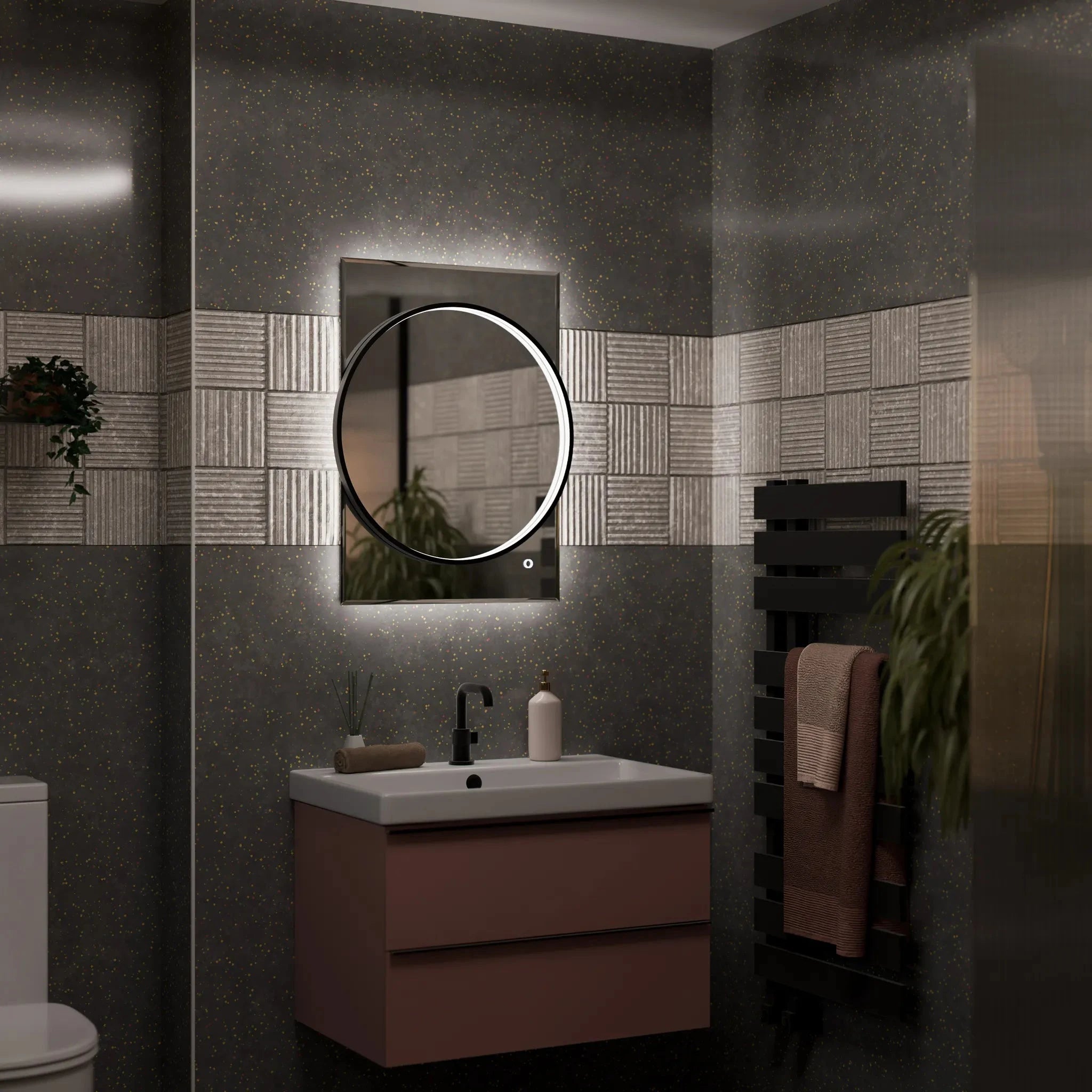 Sky Dual LED Bathroom Mirror #colour_black