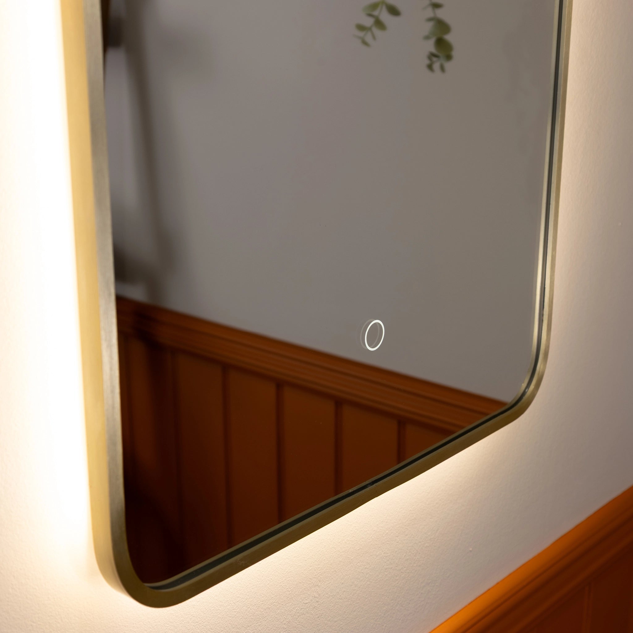 Oslo Curve LED Bathroom Mirror #colour_brass