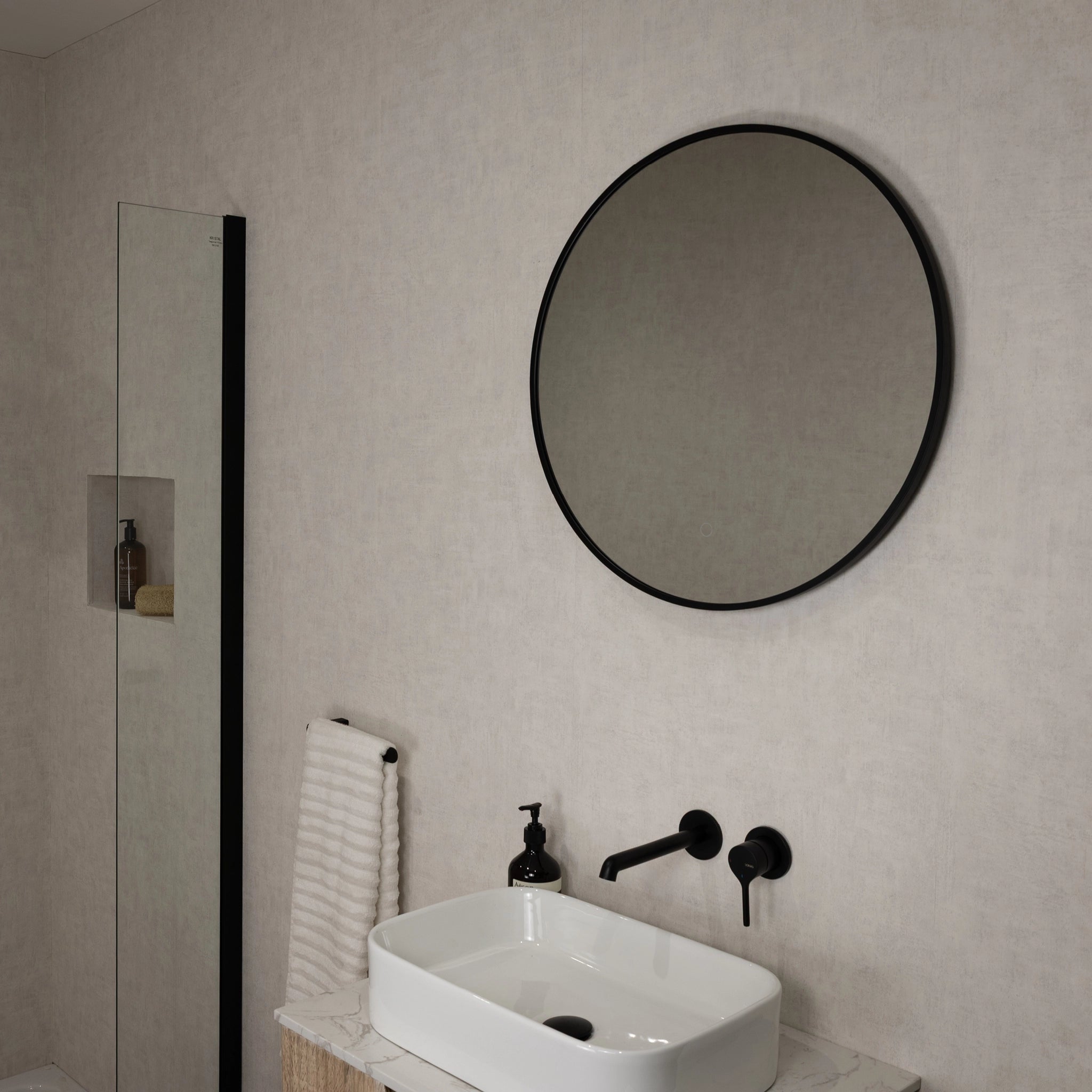 Oslo Round LED Bathroom Mirror #colour_black