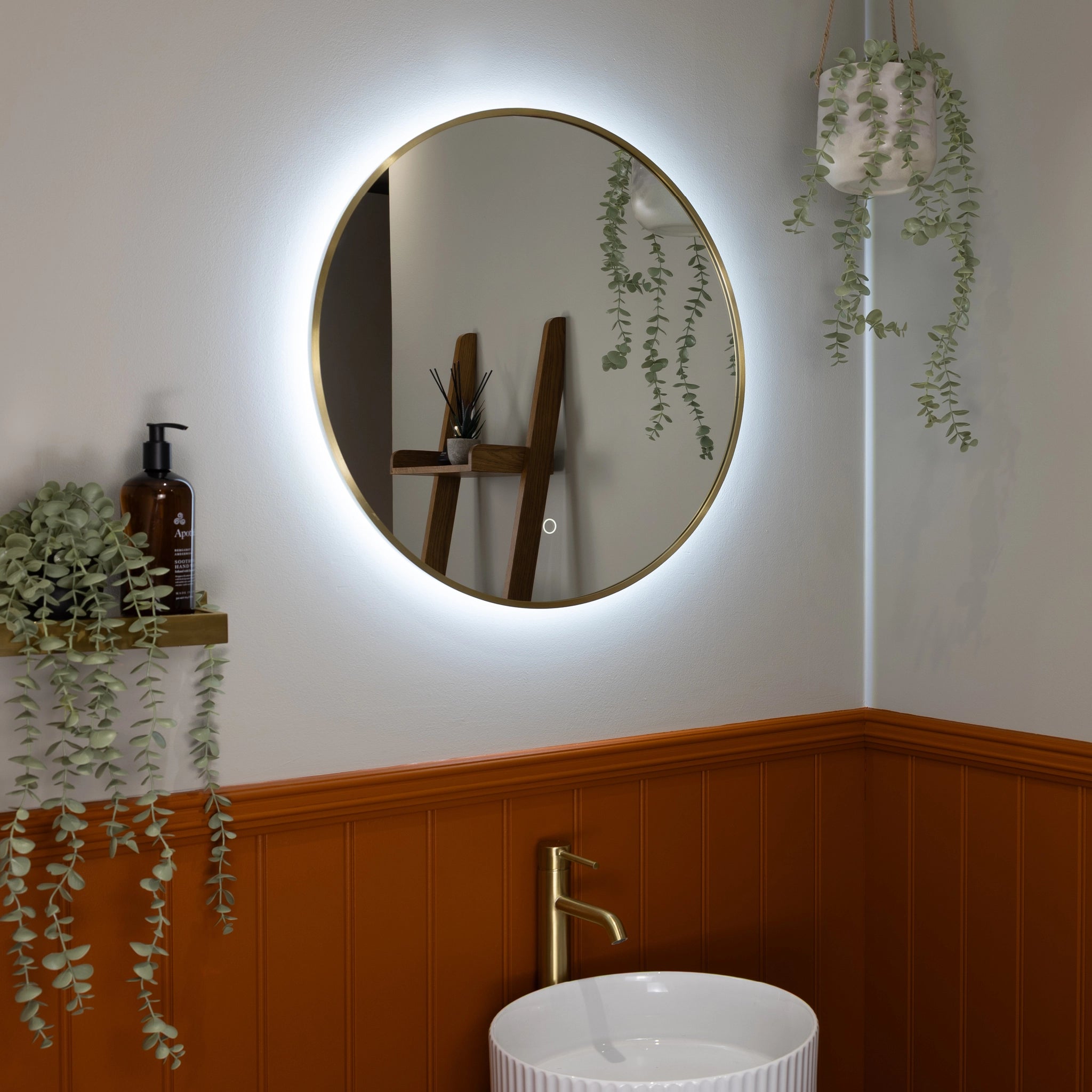 Oslo Round LED Bathroom Mirror #colour_brass