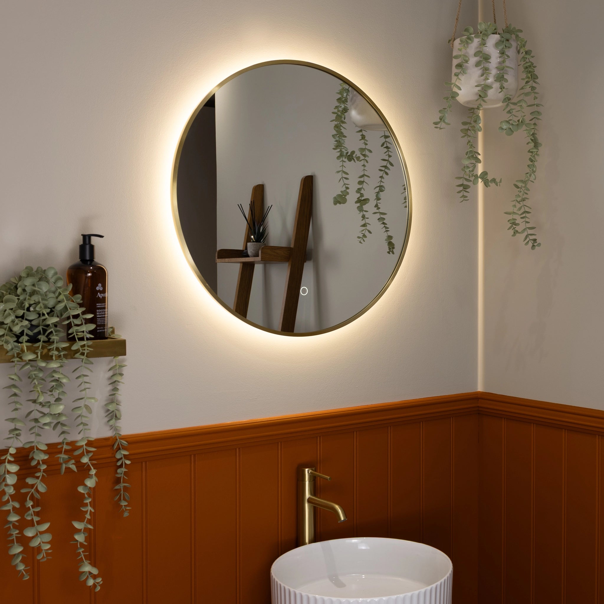 Oslo Round LED Bathroom Mirror #colour_brass