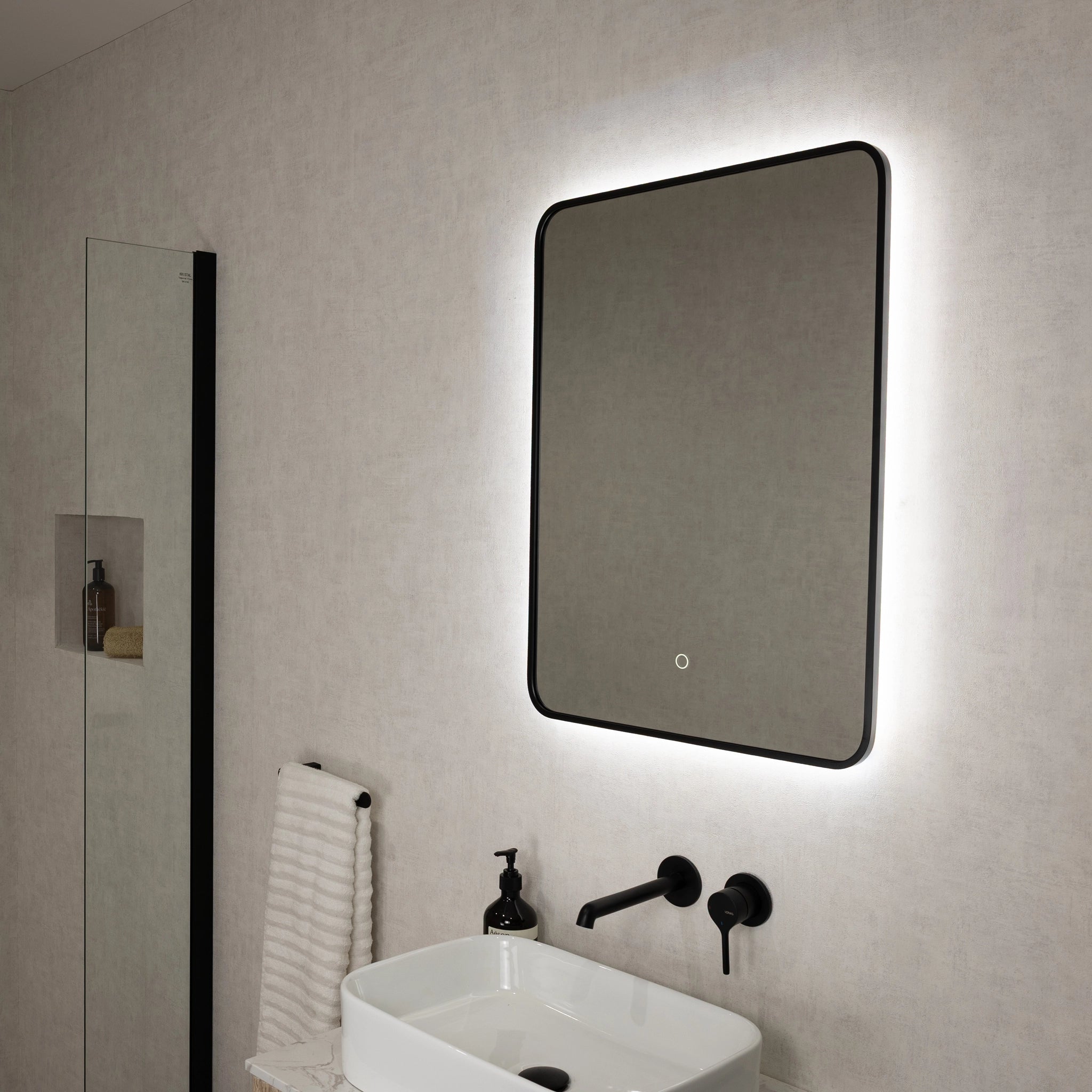 Oslo Curve LED Bathroom Mirror #colour_black
