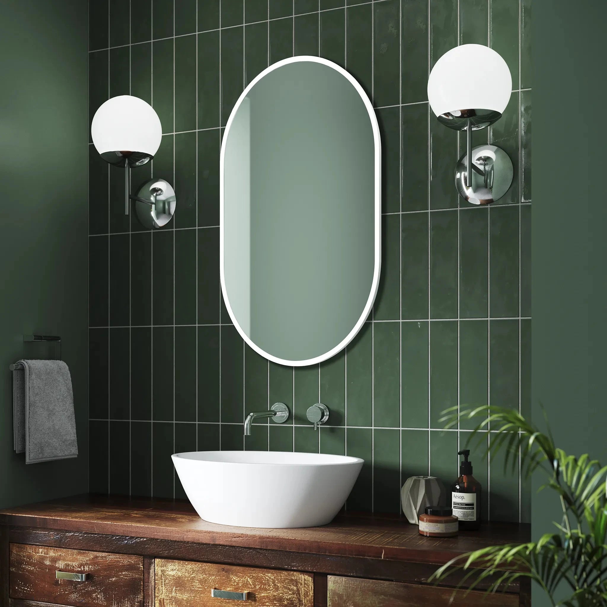 Kira Pill-Shaped Mirror #colour_white