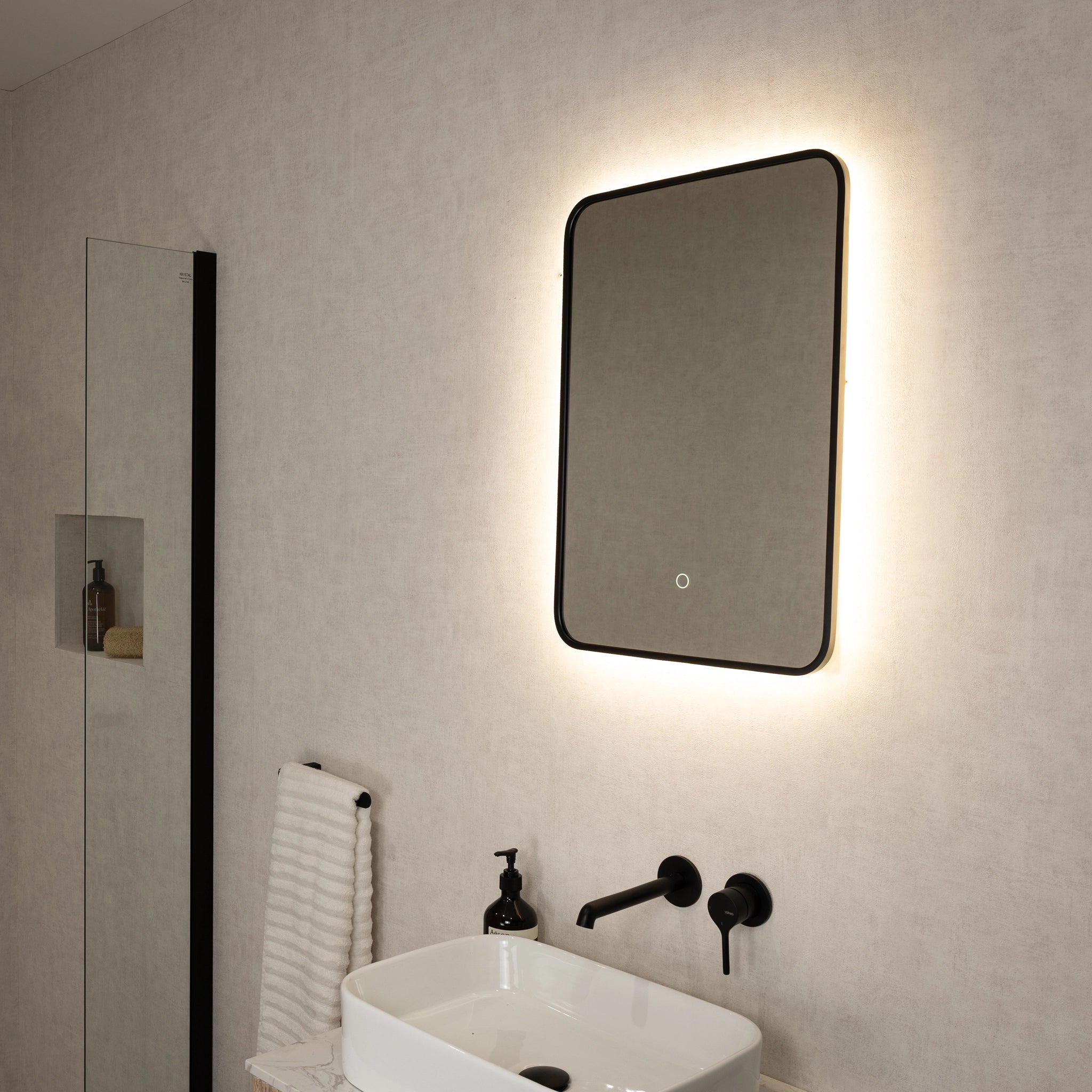 Oslo Curve LED Bathroom Mirror #colour_black