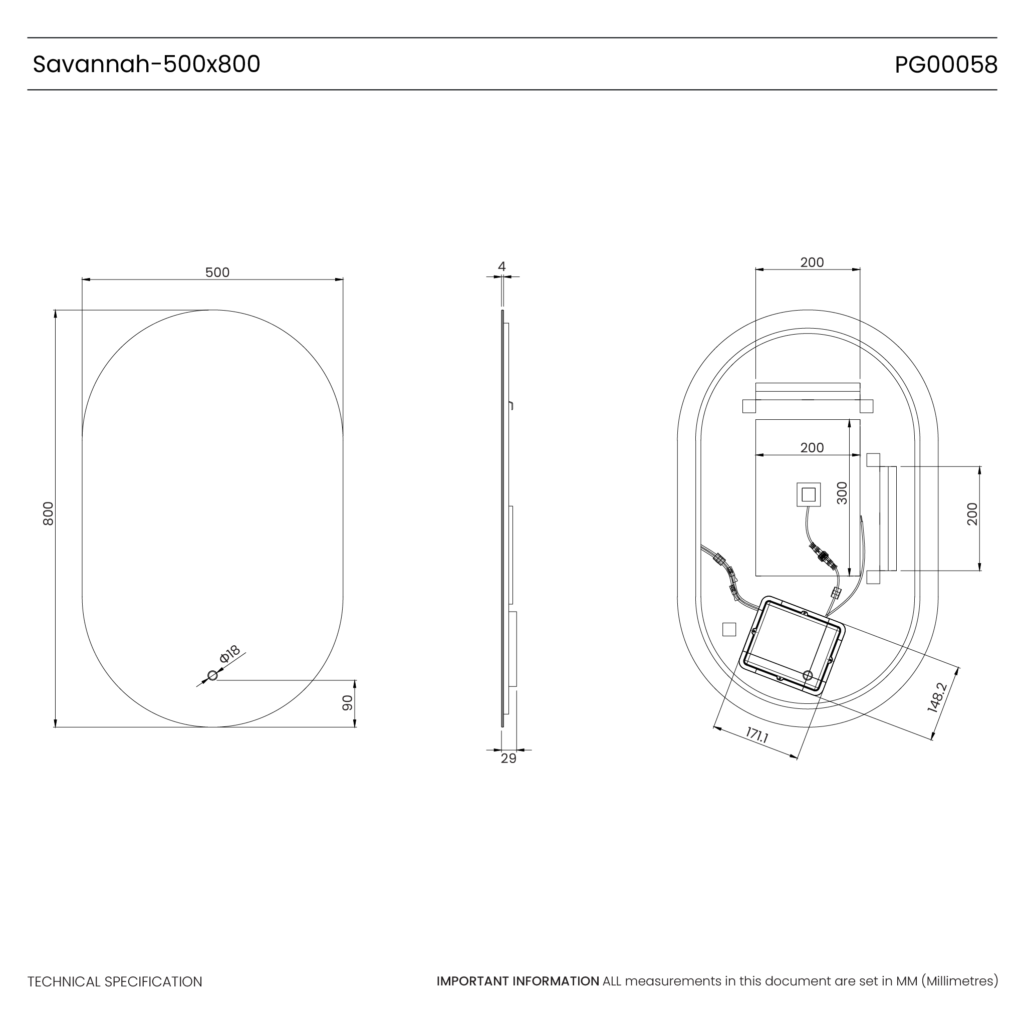 Savannah Pill-Shaped Backlit LED Bathroom Mirror