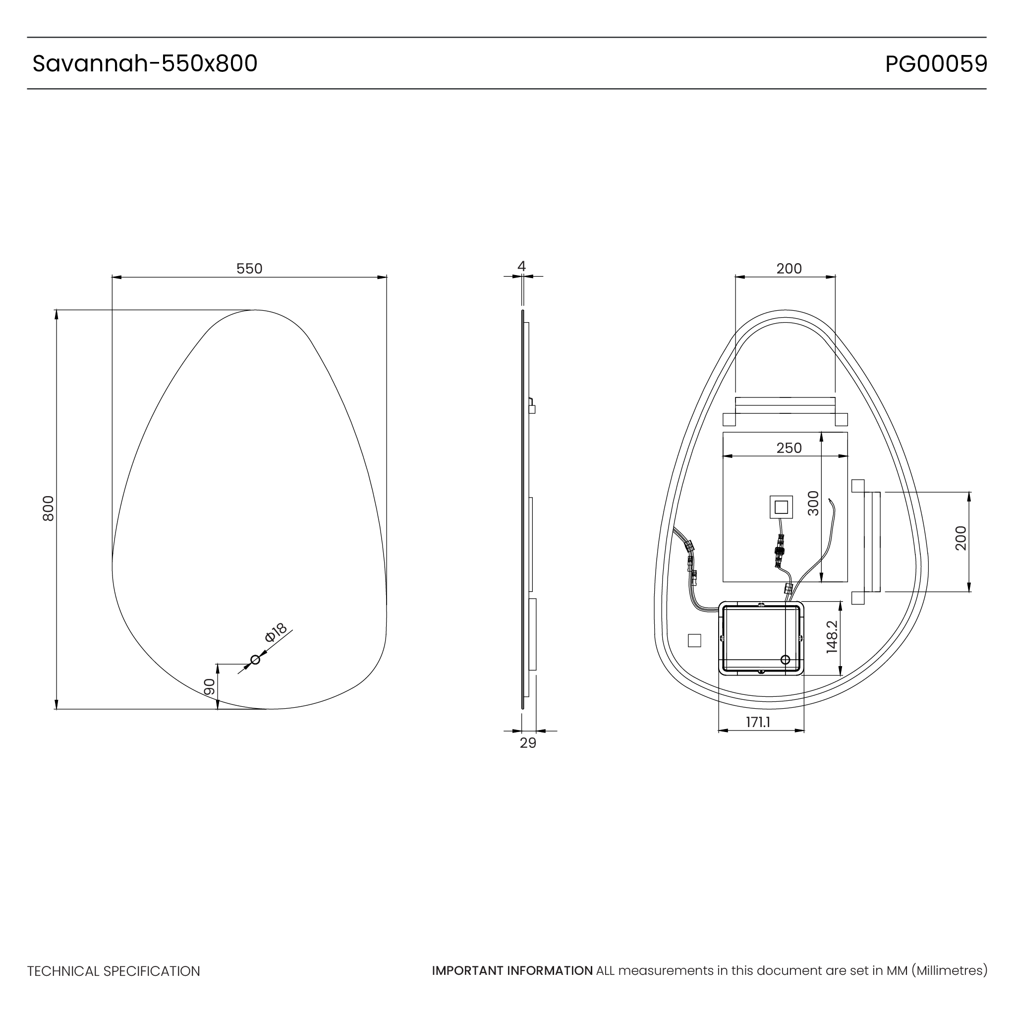 Savannah Pebble Backlit LED Bathroom Mirror