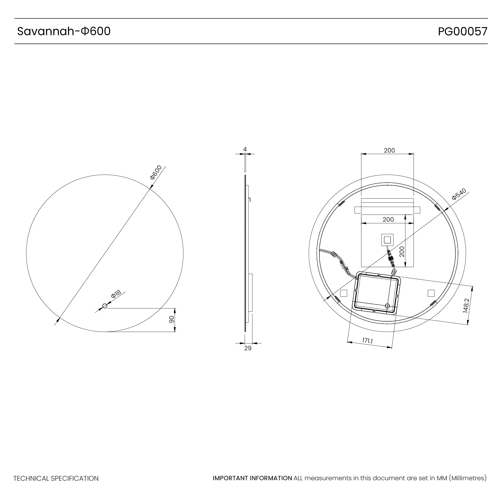 Savannah Round Backlit LED Bathroom Mirror