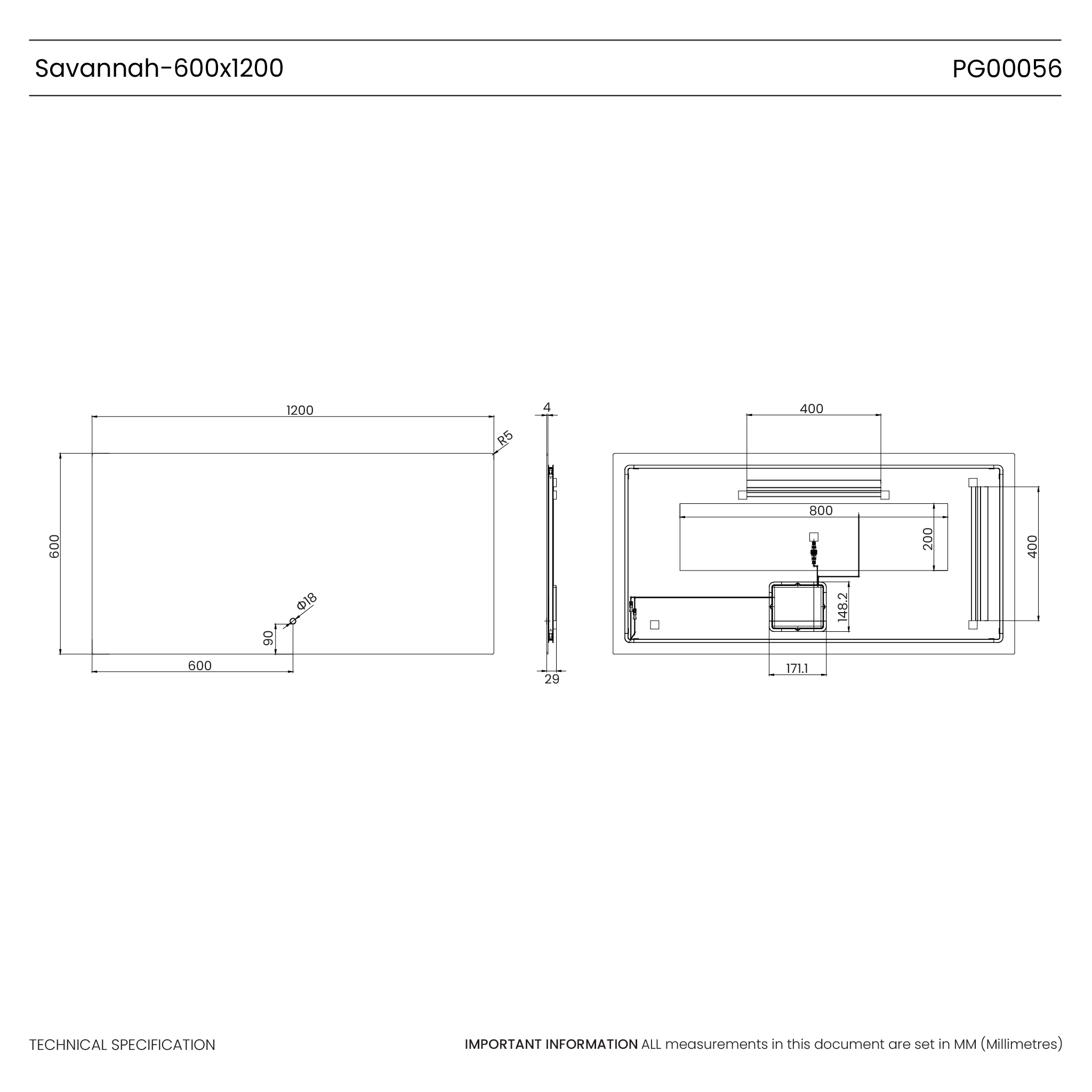 Savannah Backlit LED Bathroom Mirror #size_1200mm-x-600mm