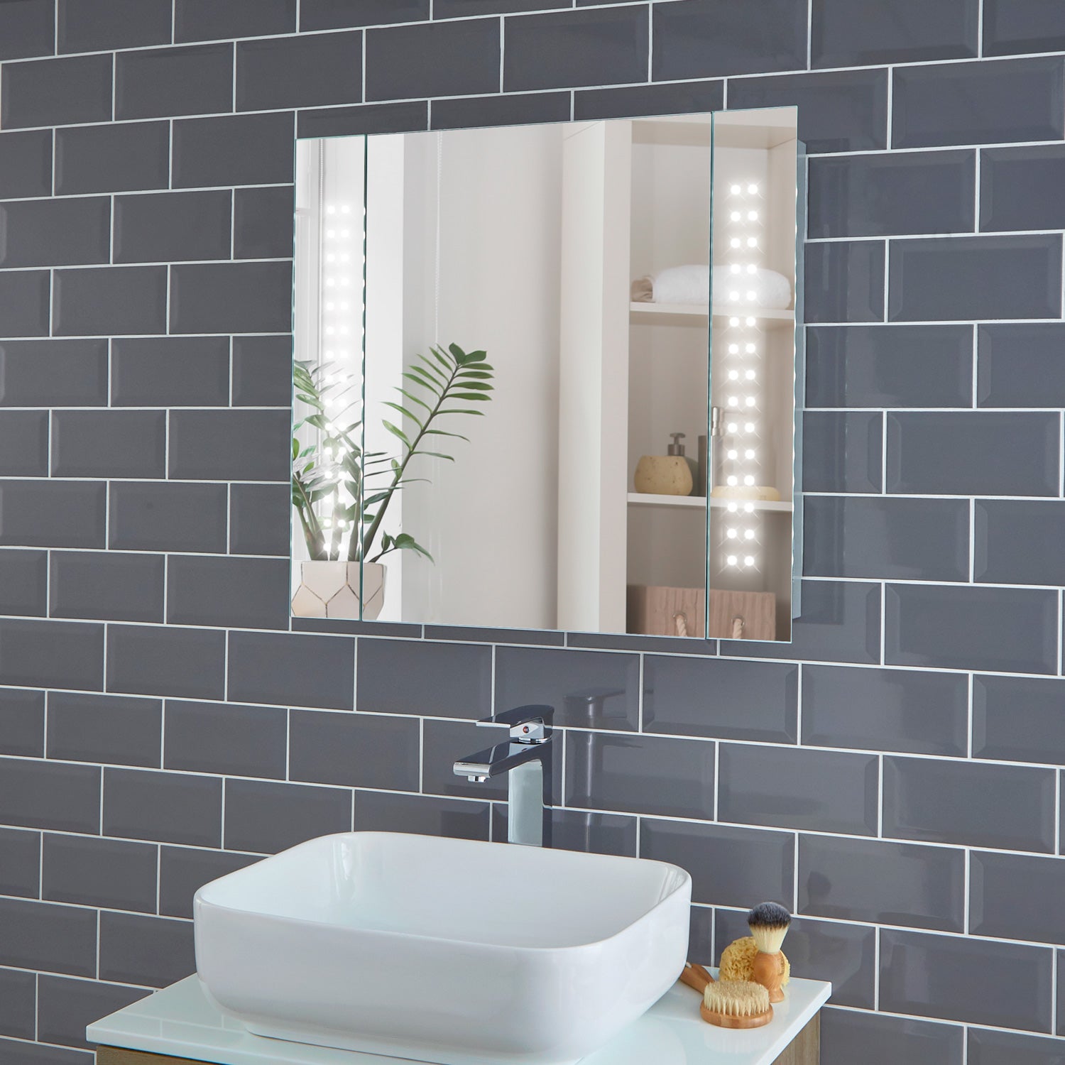 Battery Operated Bathroom Battery Powered Pebble Grey