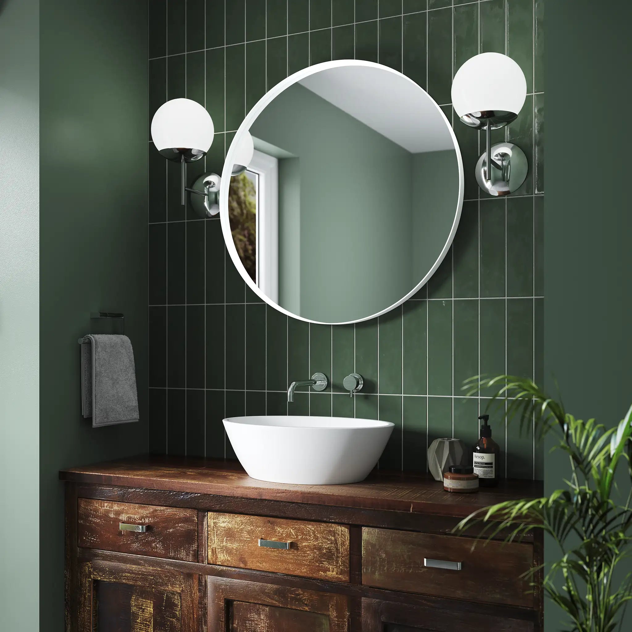 White bathroom mirror 600mm
