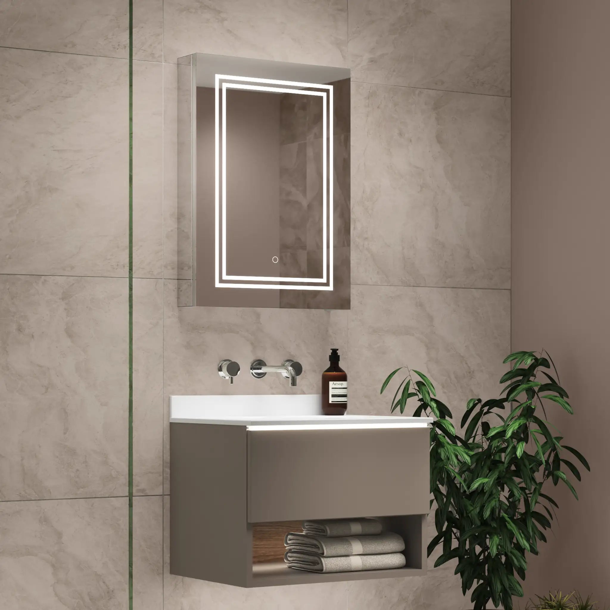 LED Bathroom Mirror Cabinet Illuminated Bathroom Cabinets