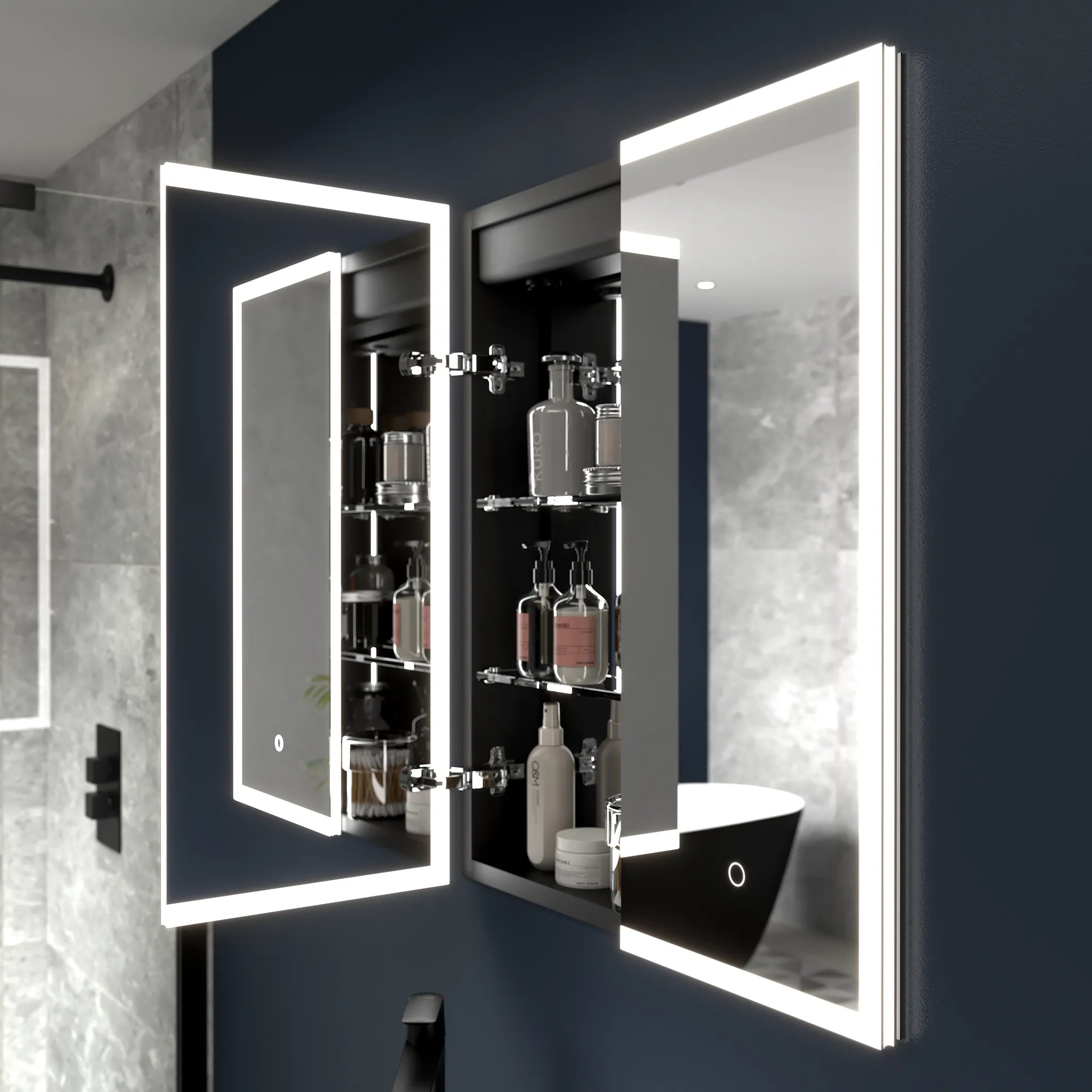 Recessed bathroom cabinet