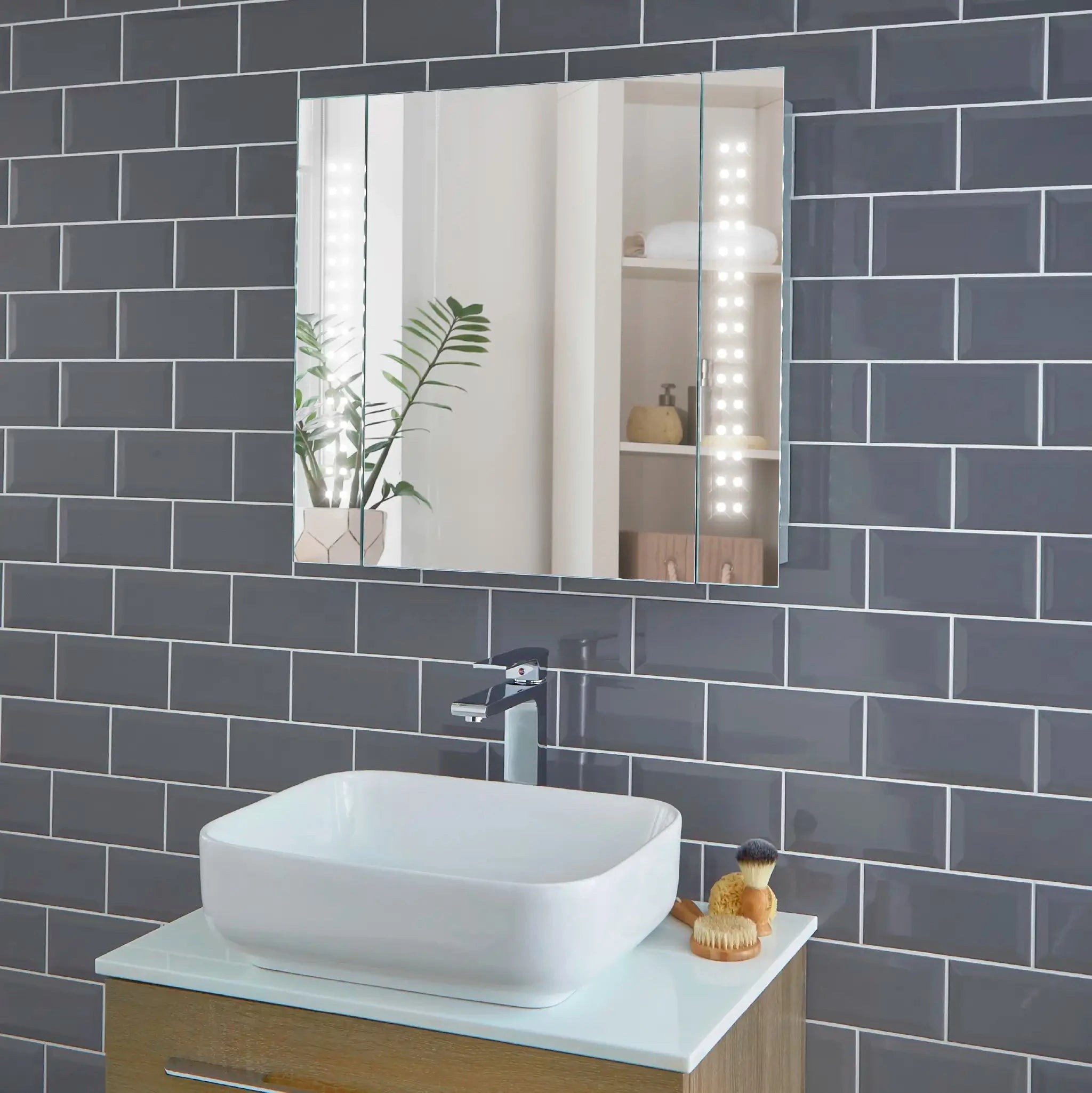 Rowan Battery 650x600mm LED Bathroom Mirror Cabinet