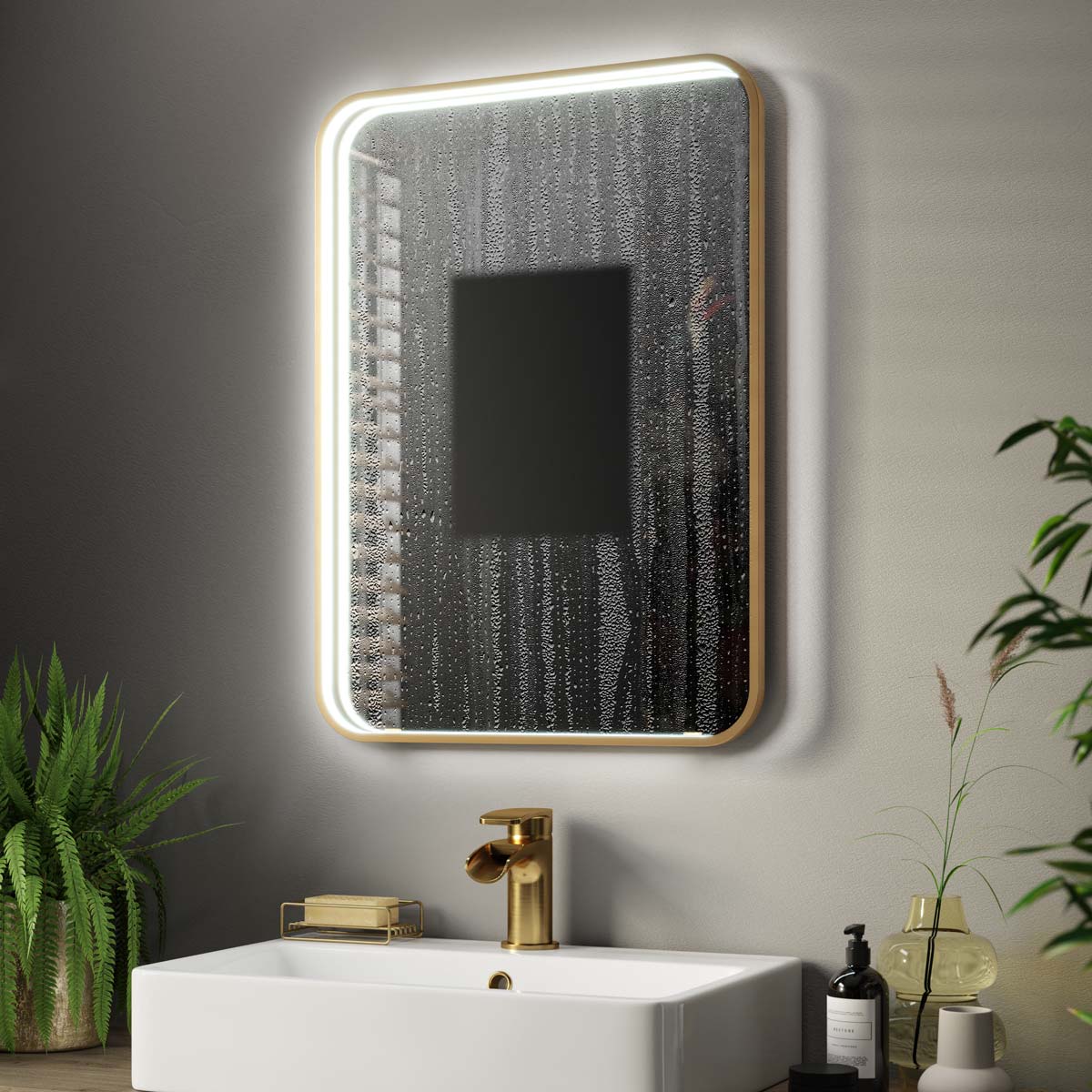 Luna LED Bathroom Mirror #colour_brass