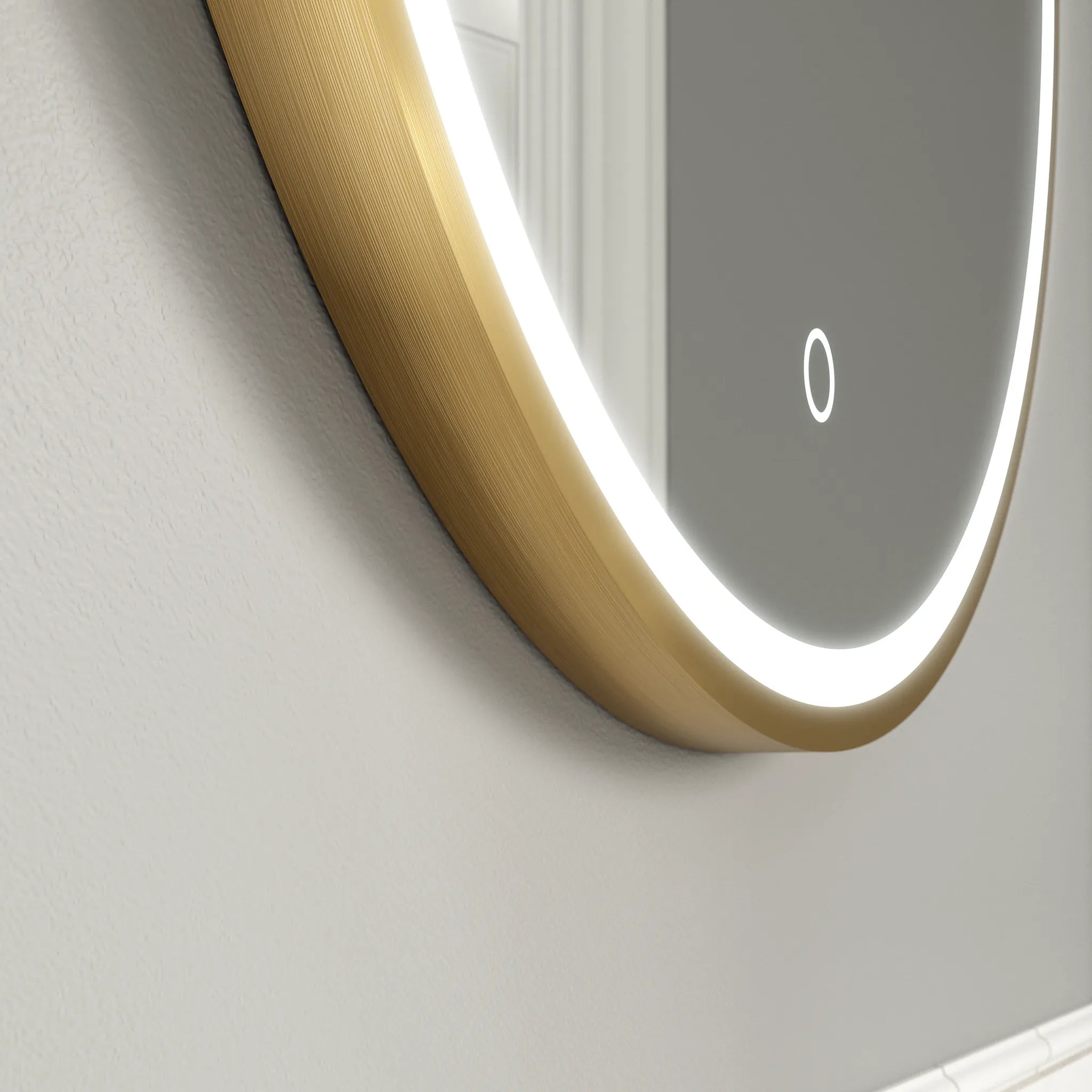 Kali Round LED Illuminated Mirror #colour_brass