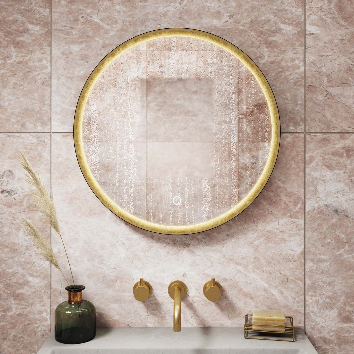 Talia Backlit LED Bathroom Mirror #colour_black-and-gold