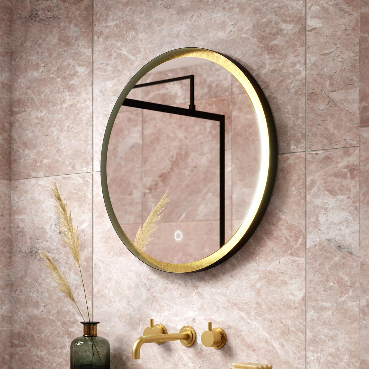 Talia Backlit LED Bathroom Mirror #colour_black-and-gold