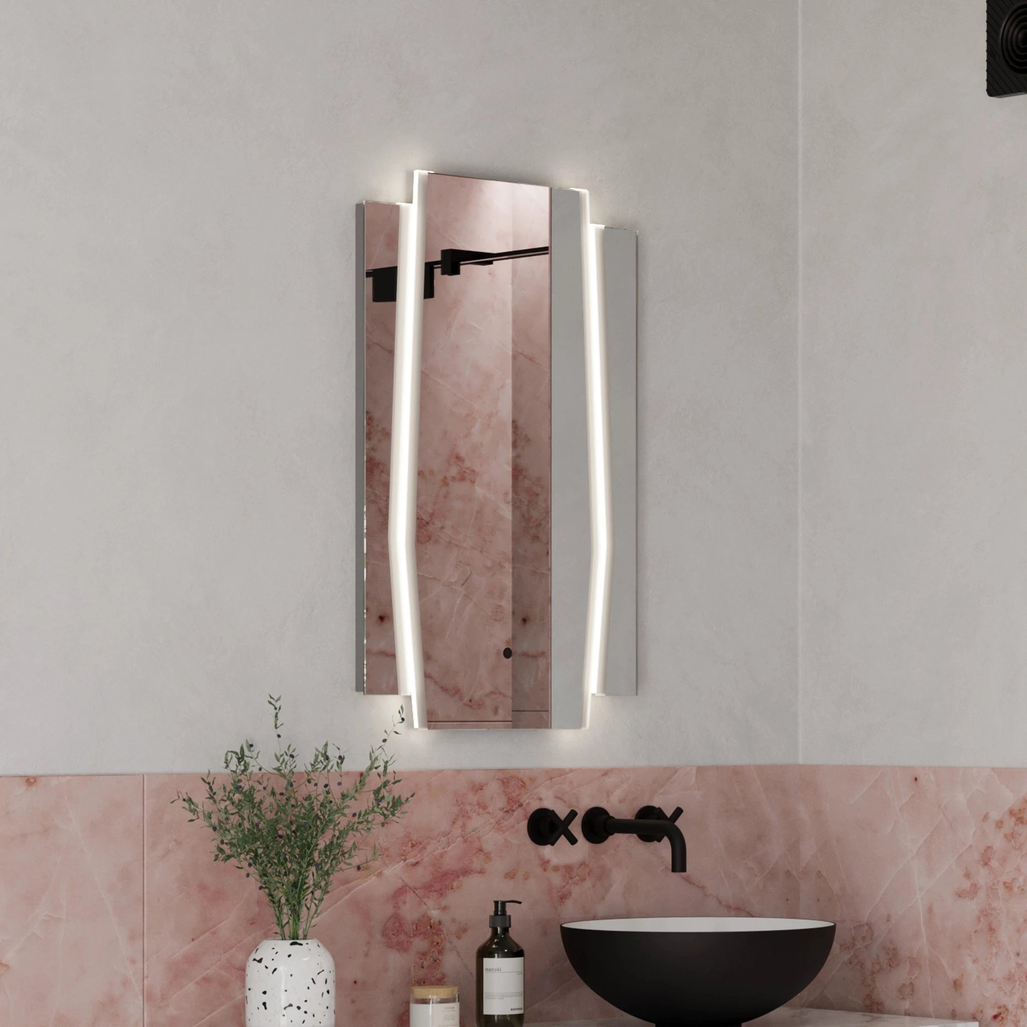 Art deco bathroom mirror light deals