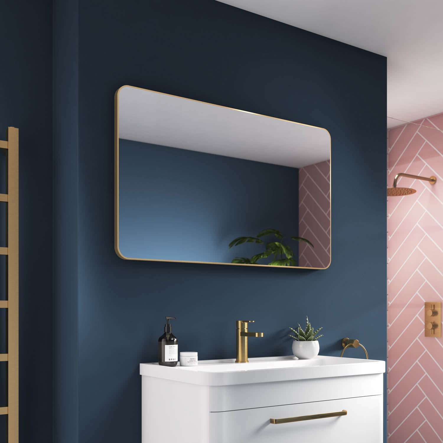 Jett Slim Frame Mirror #colour_brass