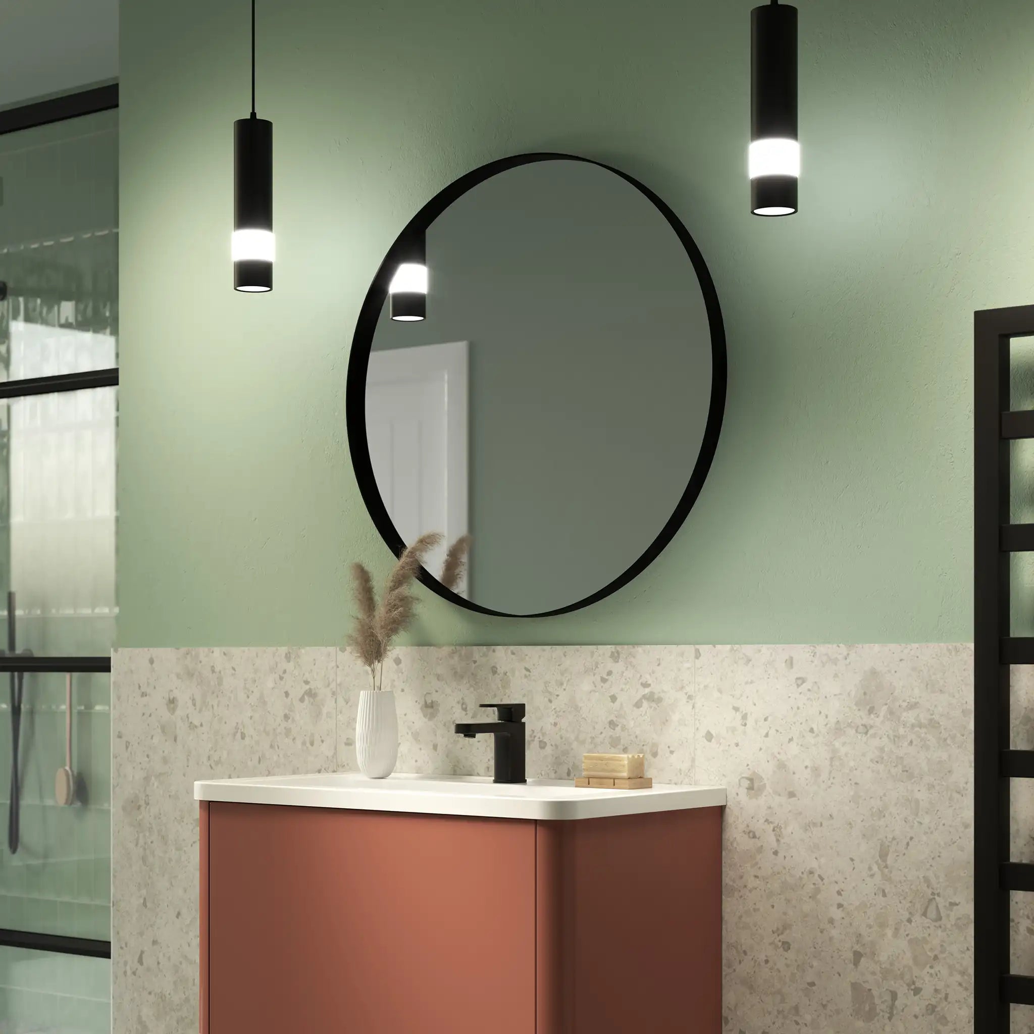 Onyx Round Deep Frame Mirror #colour_black