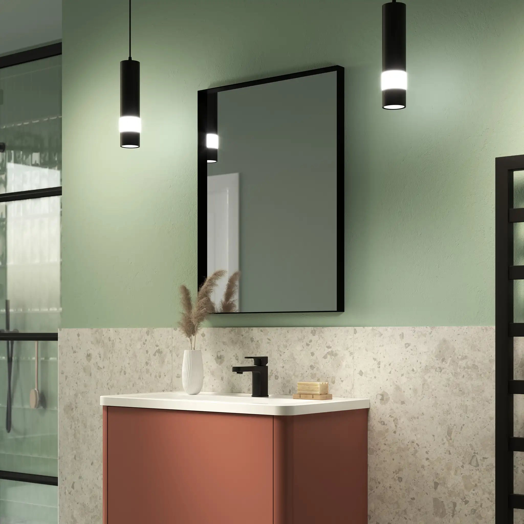 Eva Deep Frame Mirror #colour_black