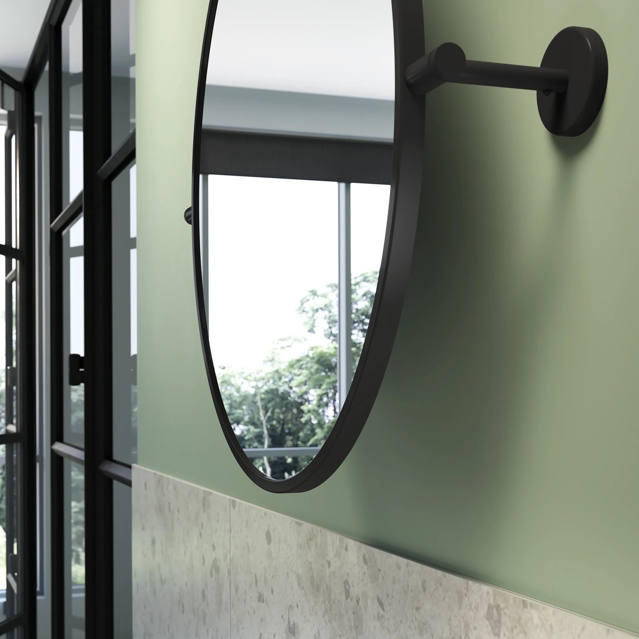 Axel Round Tilting Swing Mirror #size_500mm