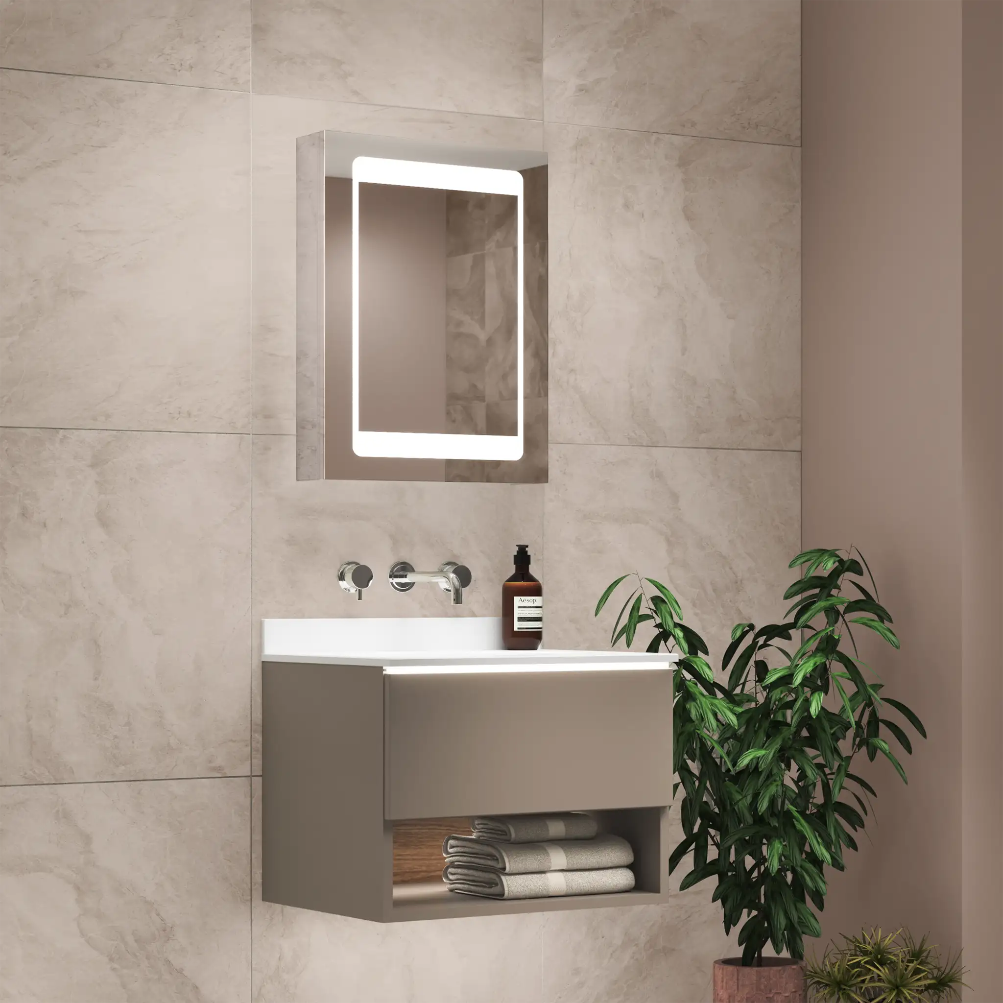 Atlanta LED Bathroom Mirror Cabinet #size_450mm-x-600mm