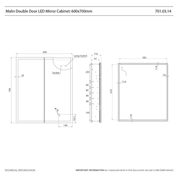 Malin Recessed LED Cabinet #size_600mm-x-700mm