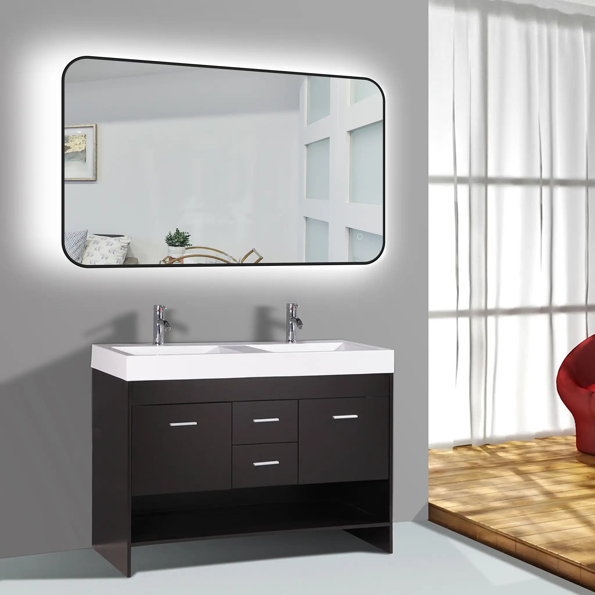 Oslo Curve LED Bathroom Mirror #size_1000mm-x-600mm