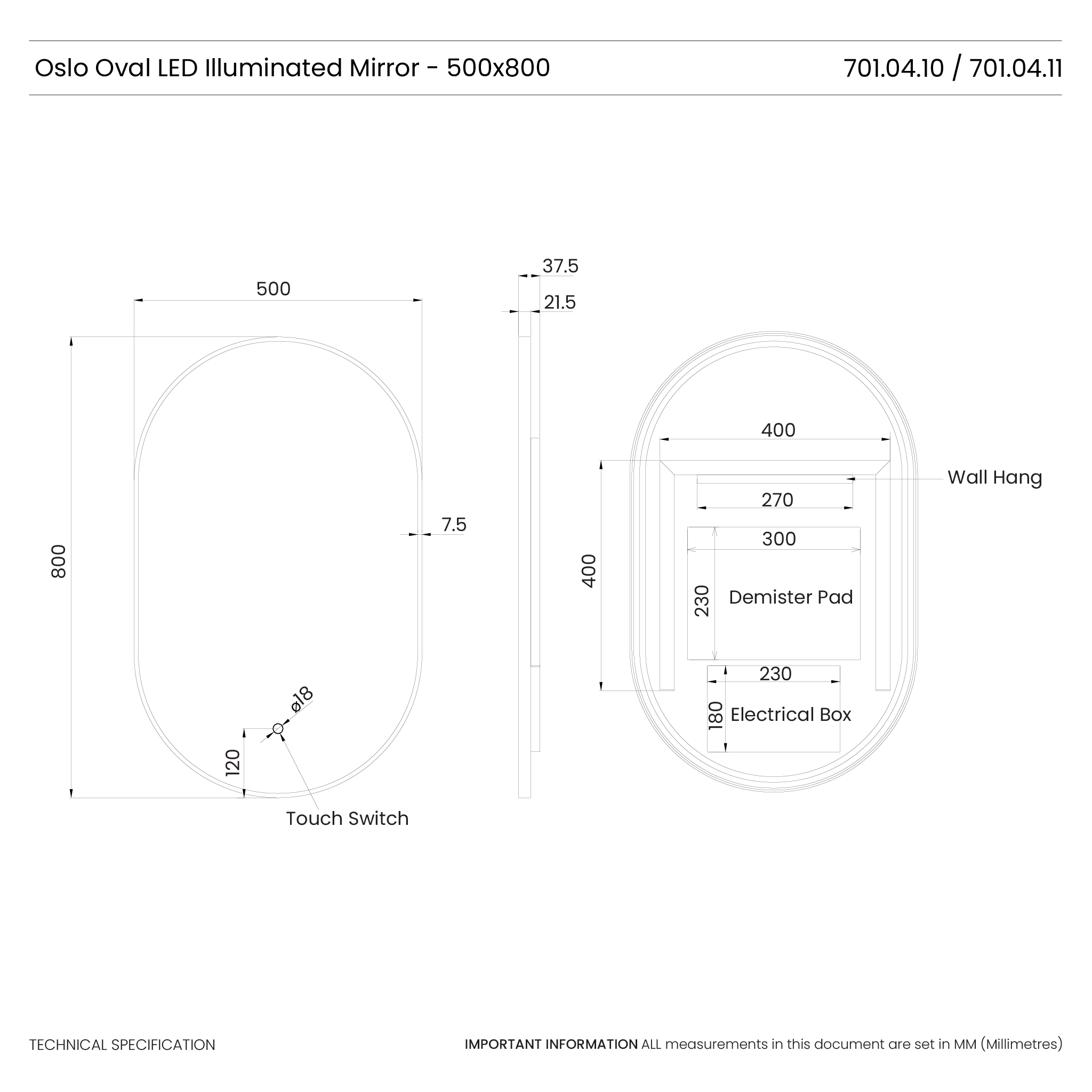 Oslo Oval LED Mirror #colour_brass