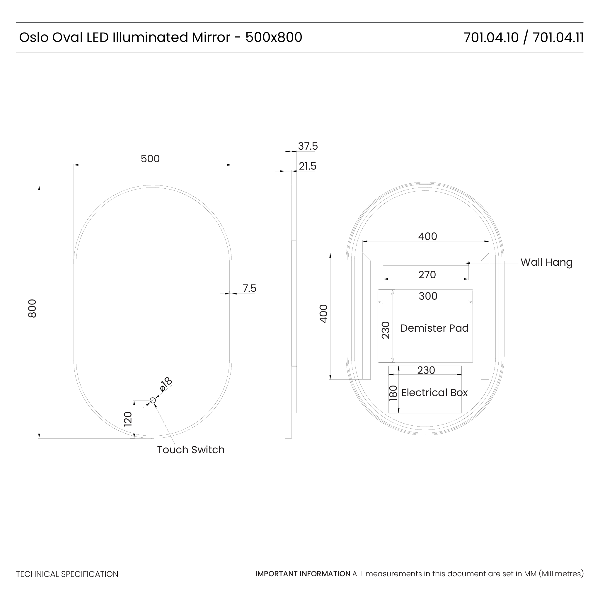 Oslo Oval LED Mirror #colour_black