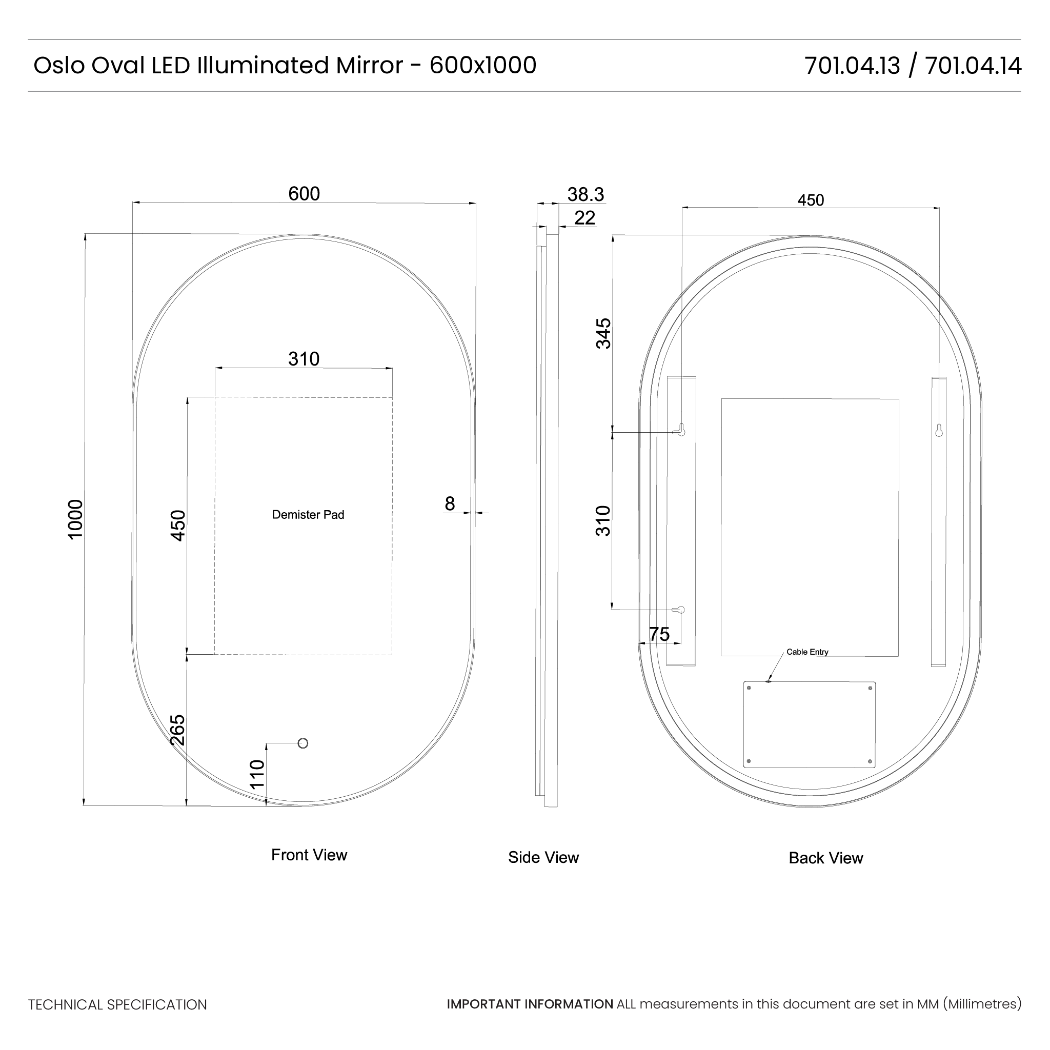 Oslo Oval LED Mirror #colour_black