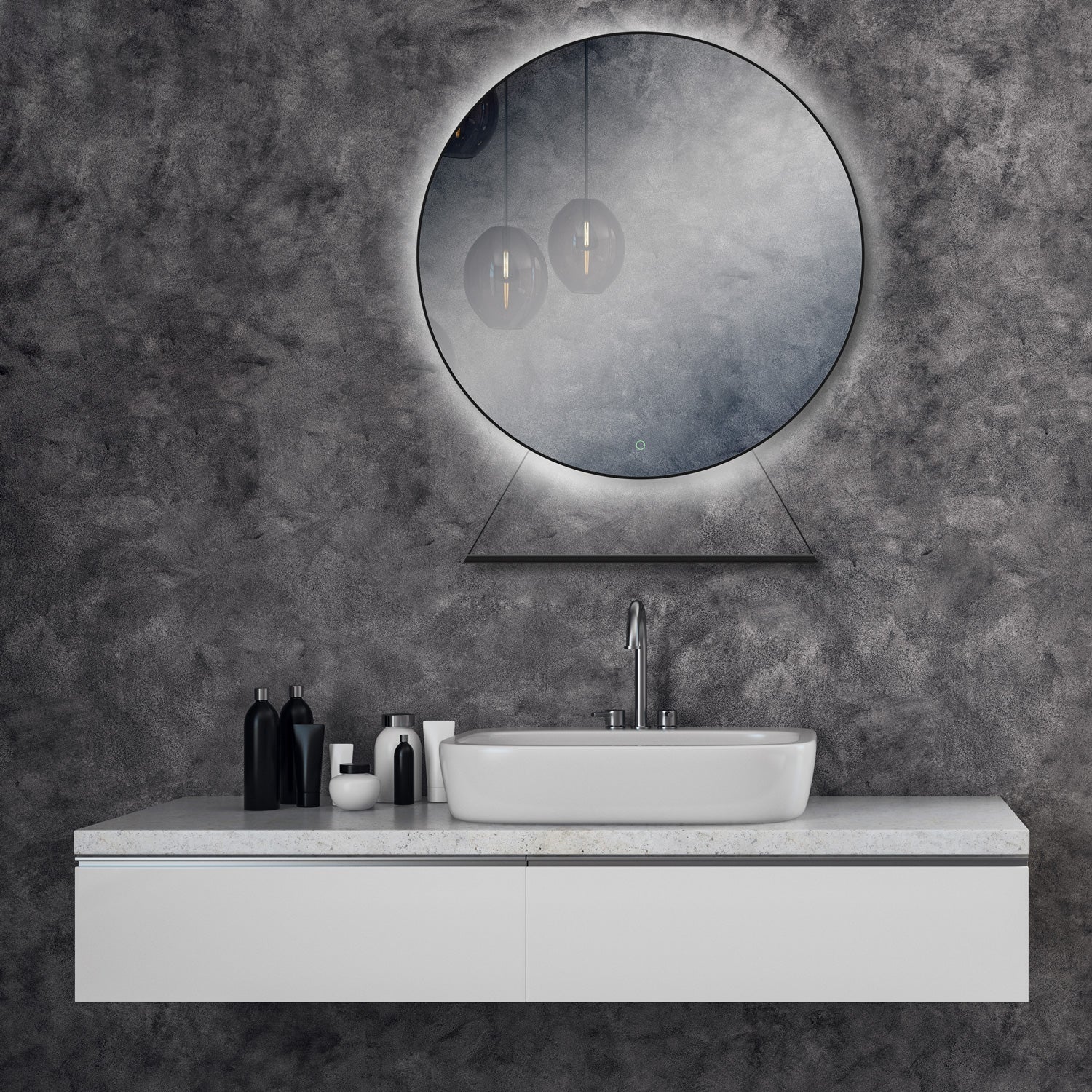 Helsinki Black LED Mirror