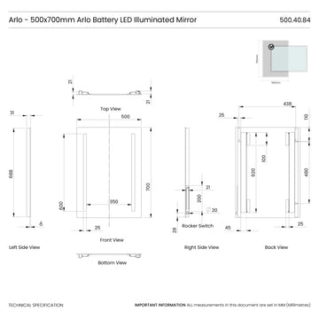 Arlo Battery LED Bathroom Mirror