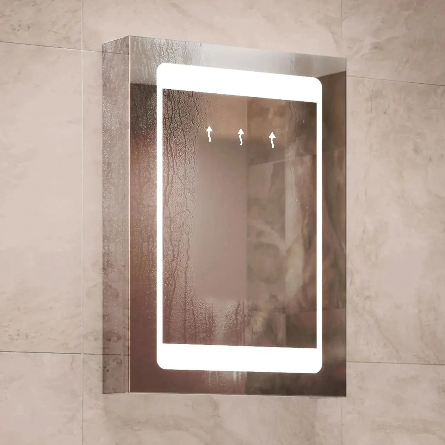 Atlanta LED Bathroom Mirror Cabinet | Demister | Shaver - Pebble Grey