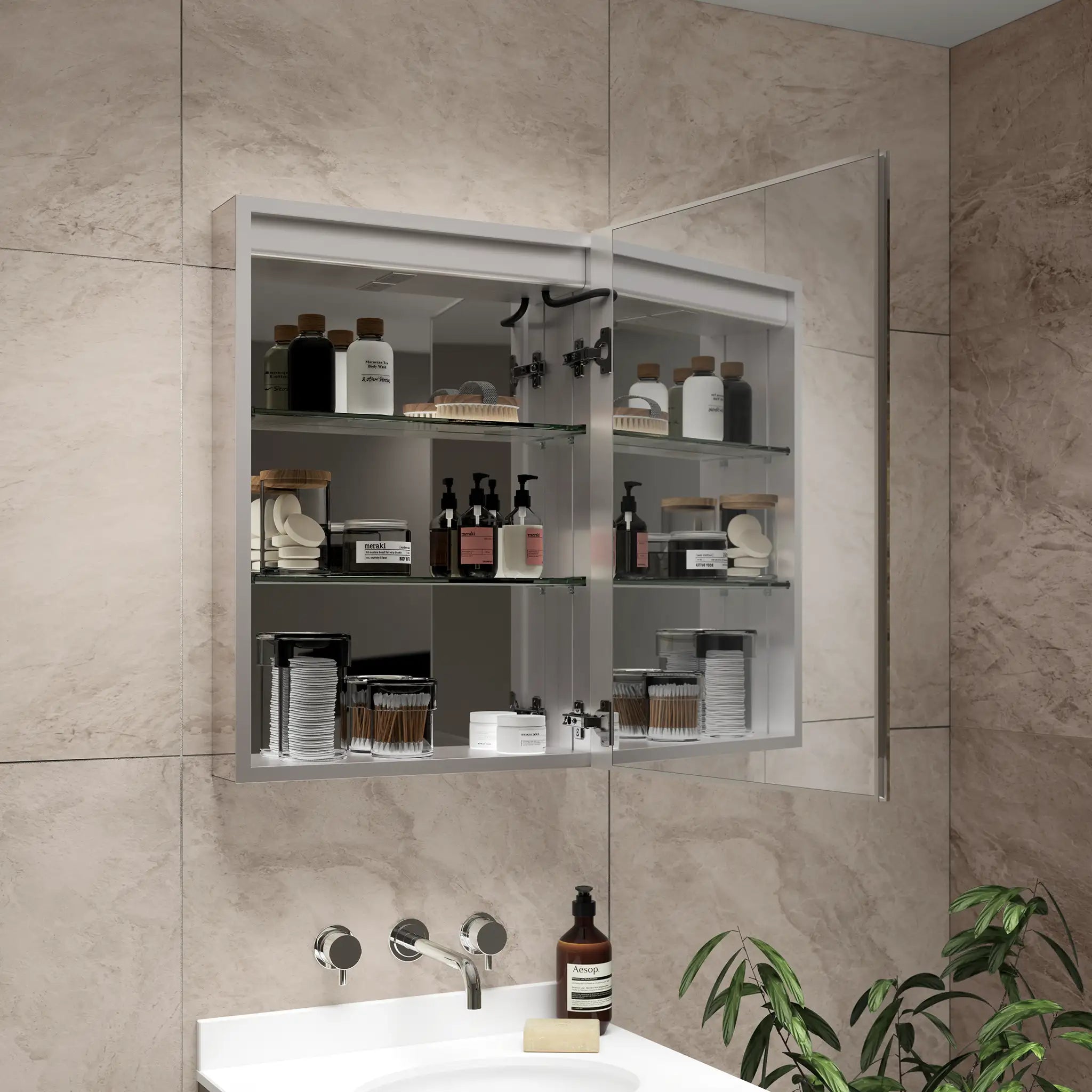 Atlanta LED Bathroom Mirror Cabinet #size_450mm-x-600mm