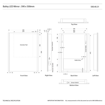 Bailey LED Bathroom Mirror #size_390mm-x-500mm